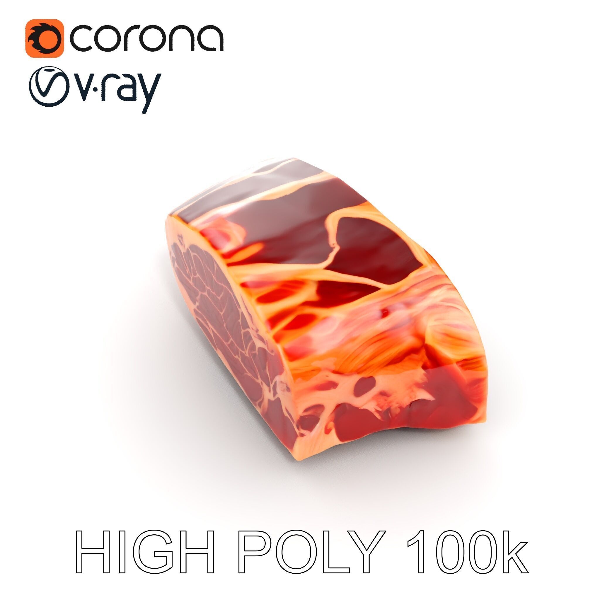 Realistic Steak D model pack Low-poly 3D model_10