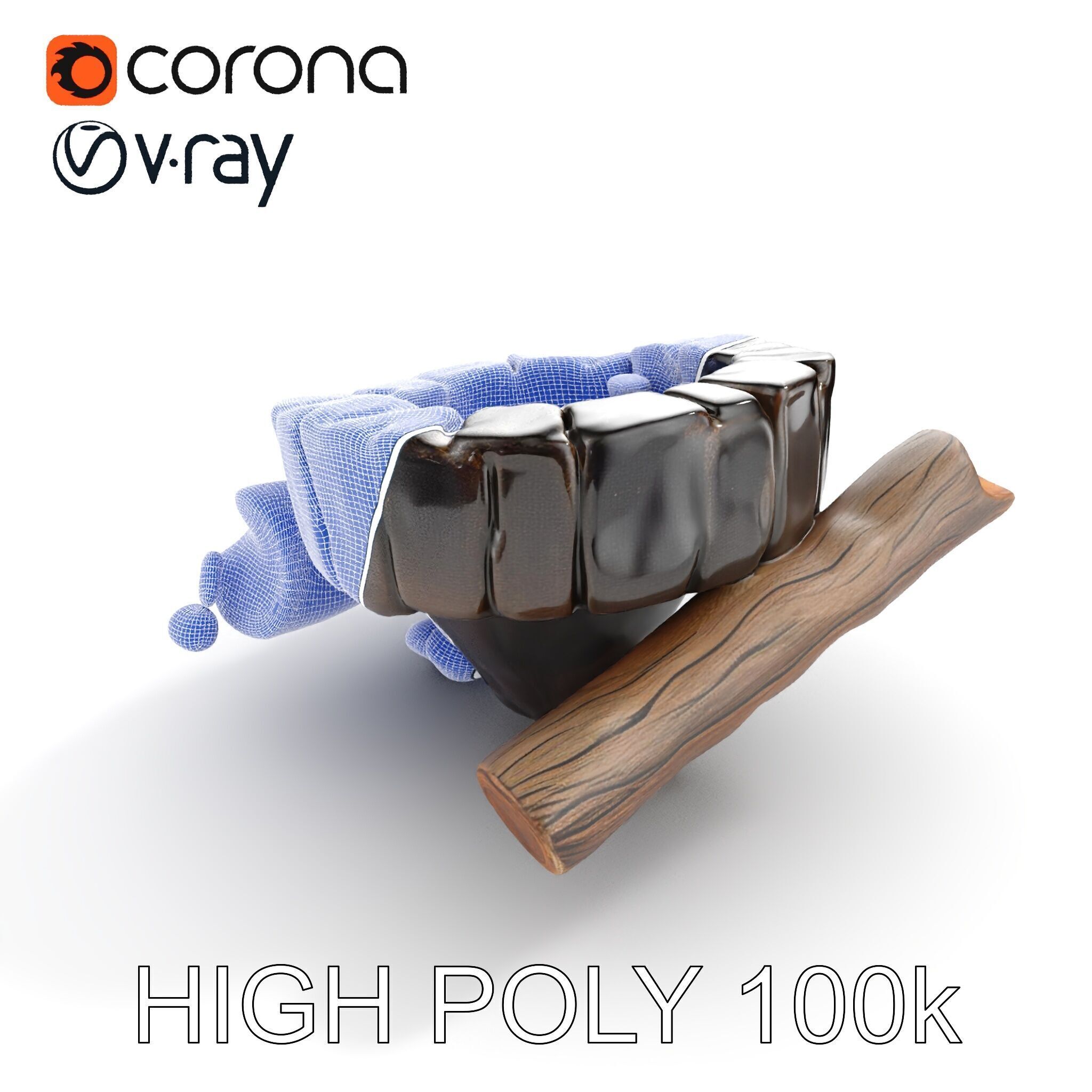 Campfire Setup Model Pack with Realistic Logs and Stones Low-poly 3D model_24