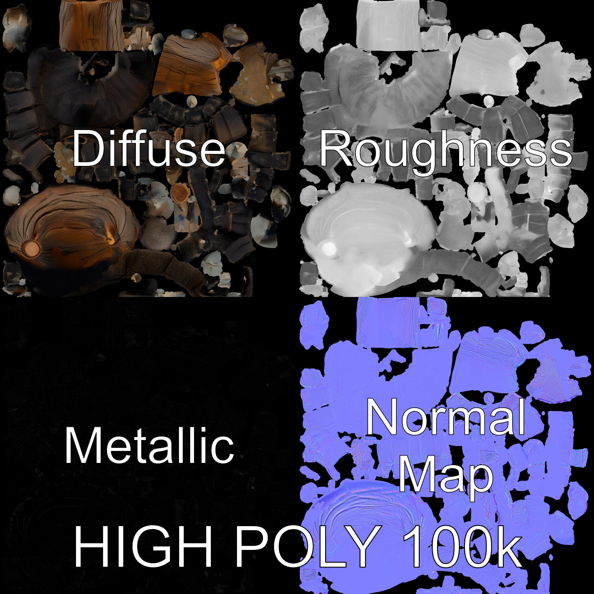 Campfire Setup Model Pack with Realistic Logs and Stones Low-poly 3D model_3