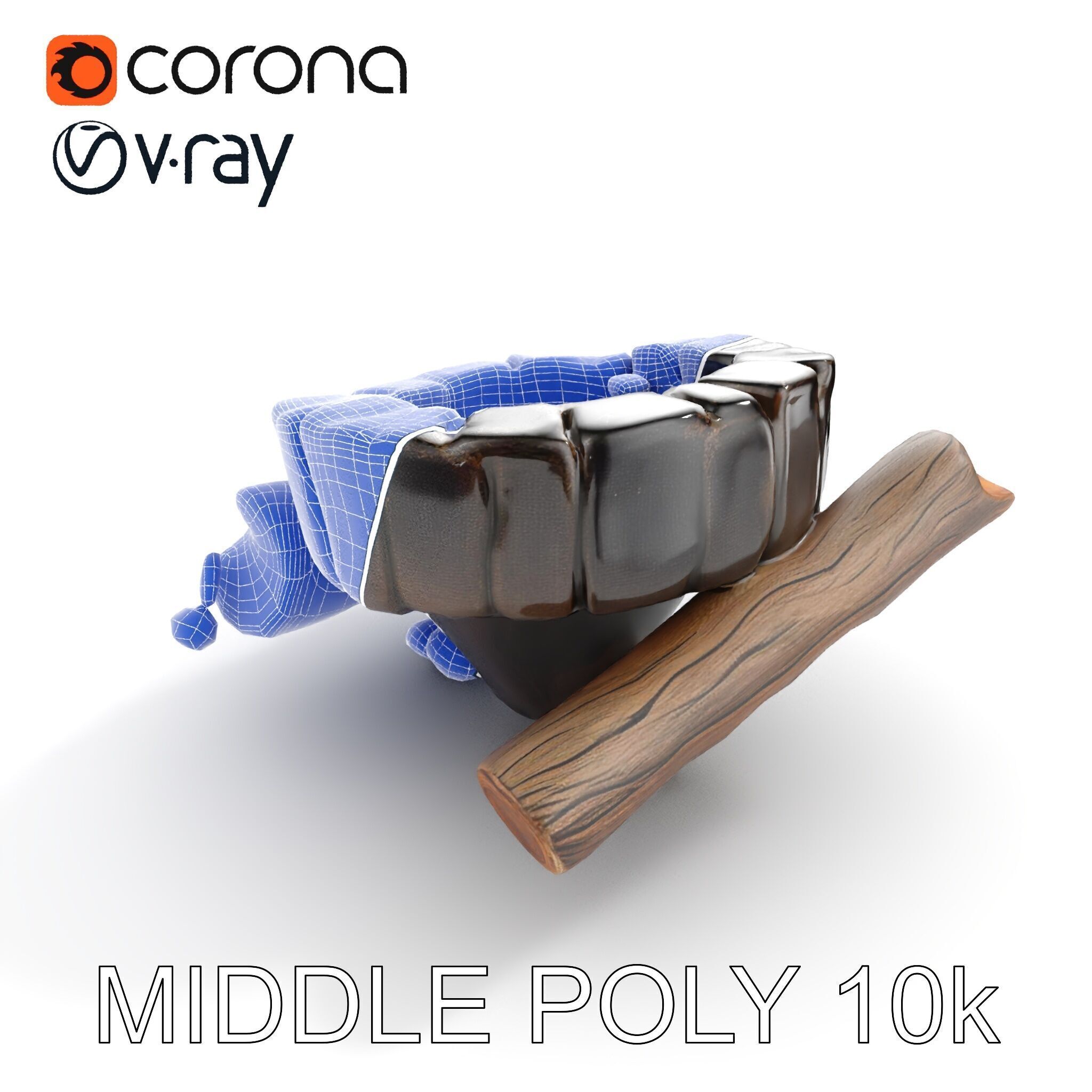 Campfire Setup Model Pack with Realistic Logs and Stones Low-poly 3D model_22