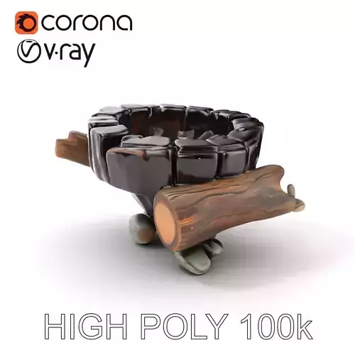 Campfire Setup Model Pack with Realistic Logs and Stones Low-poly 3D model