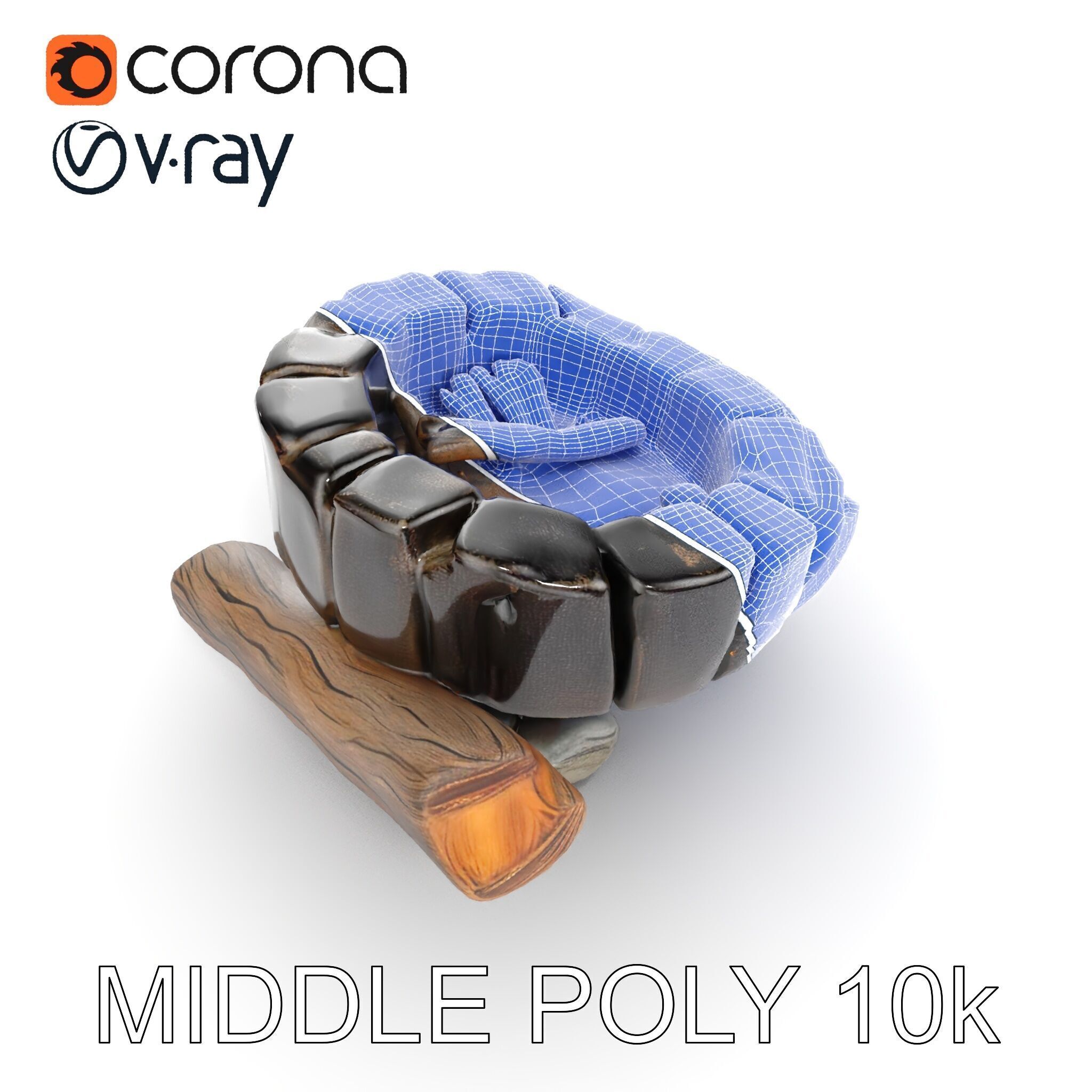 Campfire Setup Model Pack with Realistic Logs and Stones Low-poly 3D model_25