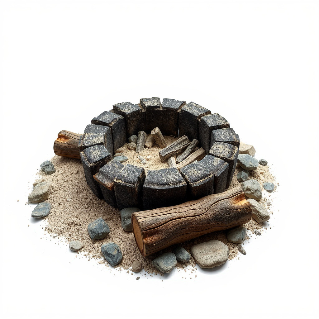 Campfire Setup Model Pack with Realistic Logs and Stones Low-poly 3D model_2