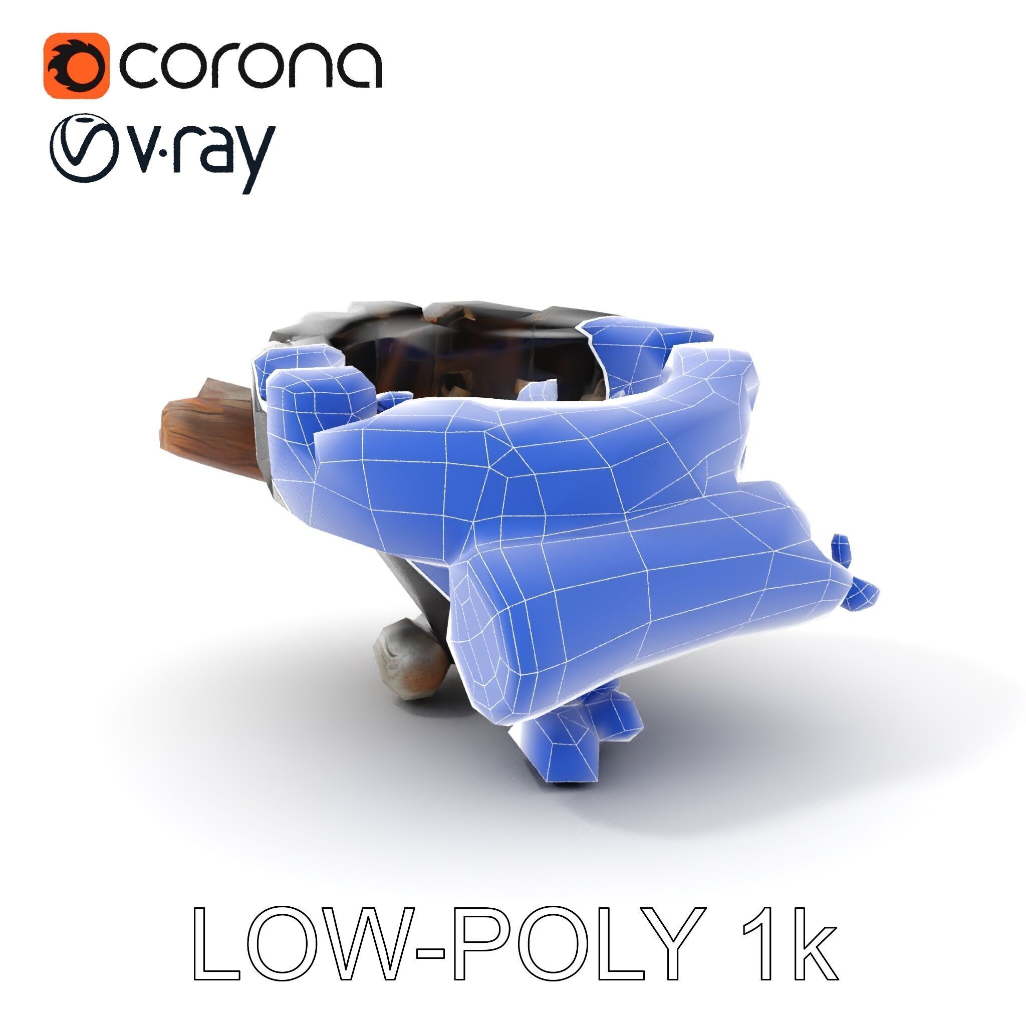 Campfire Setup Model Pack with Realistic Logs and Stones Low-poly 3D model_29