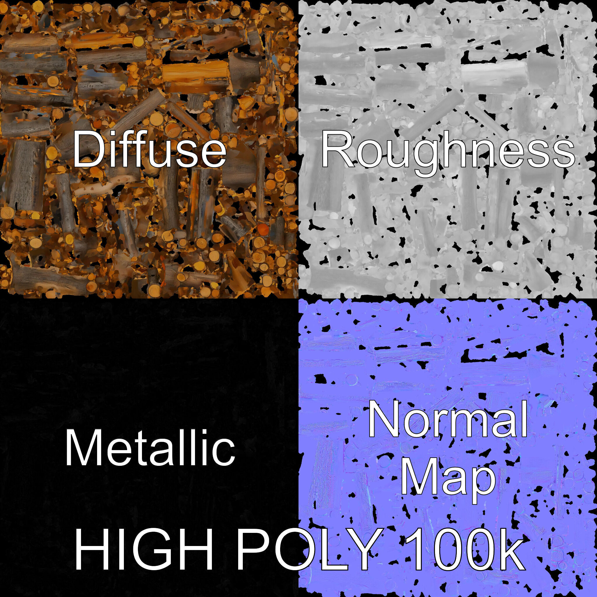 Realistic Firewood Logs Stack Model Pack for D Environments Texture_3