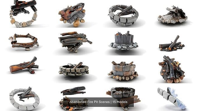 Abandoned Fire Pit Scenes 3D Model Collection