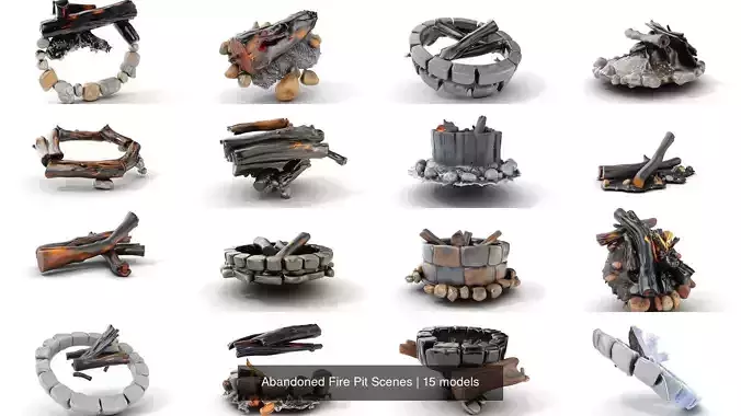 Abandoned Fire Pit Scenes 3D Model Collection