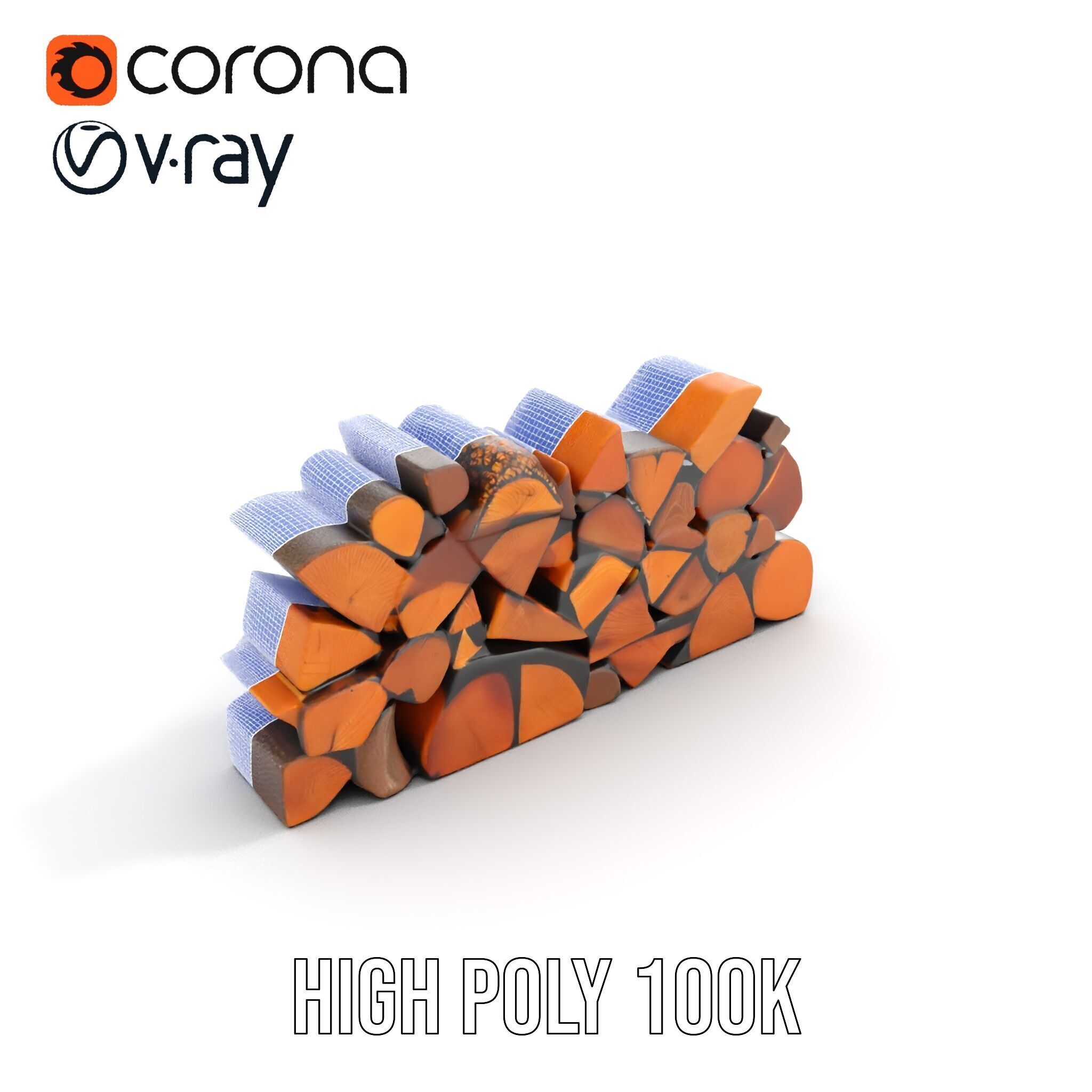 Firewood Stack D Model Pack with Versatile Detail Low-poly 3D model_24