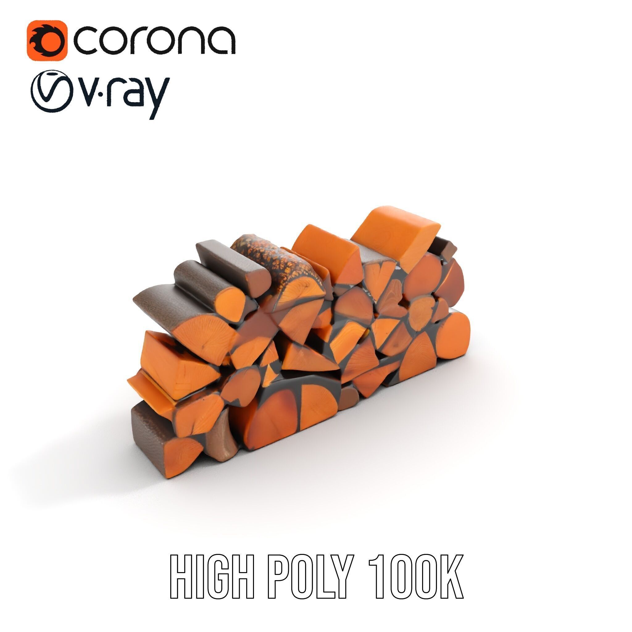Firewood Stack D Model Pack with Versatile Detail Low-poly 3D model_10