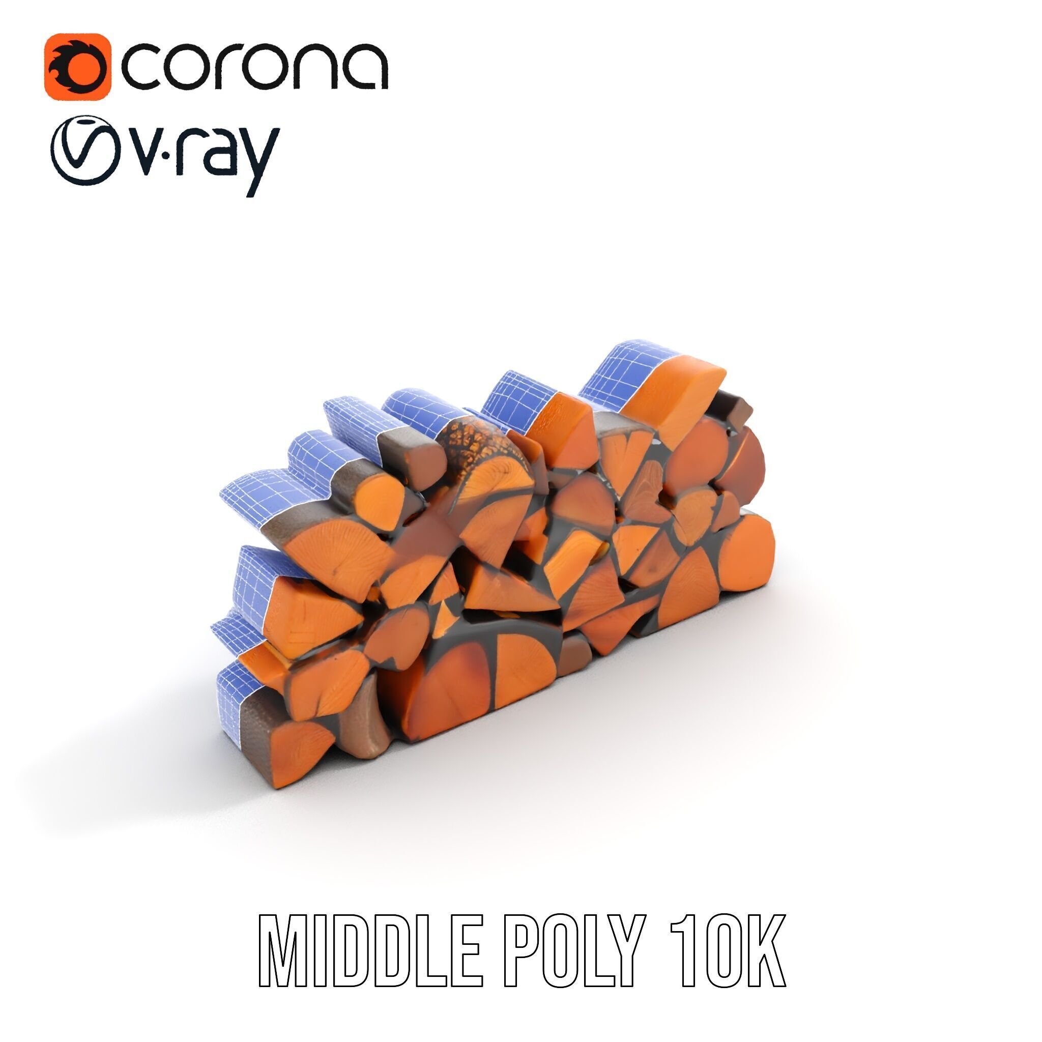 Firewood Stack D Model Pack with Versatile Detail Low-poly 3D model_22