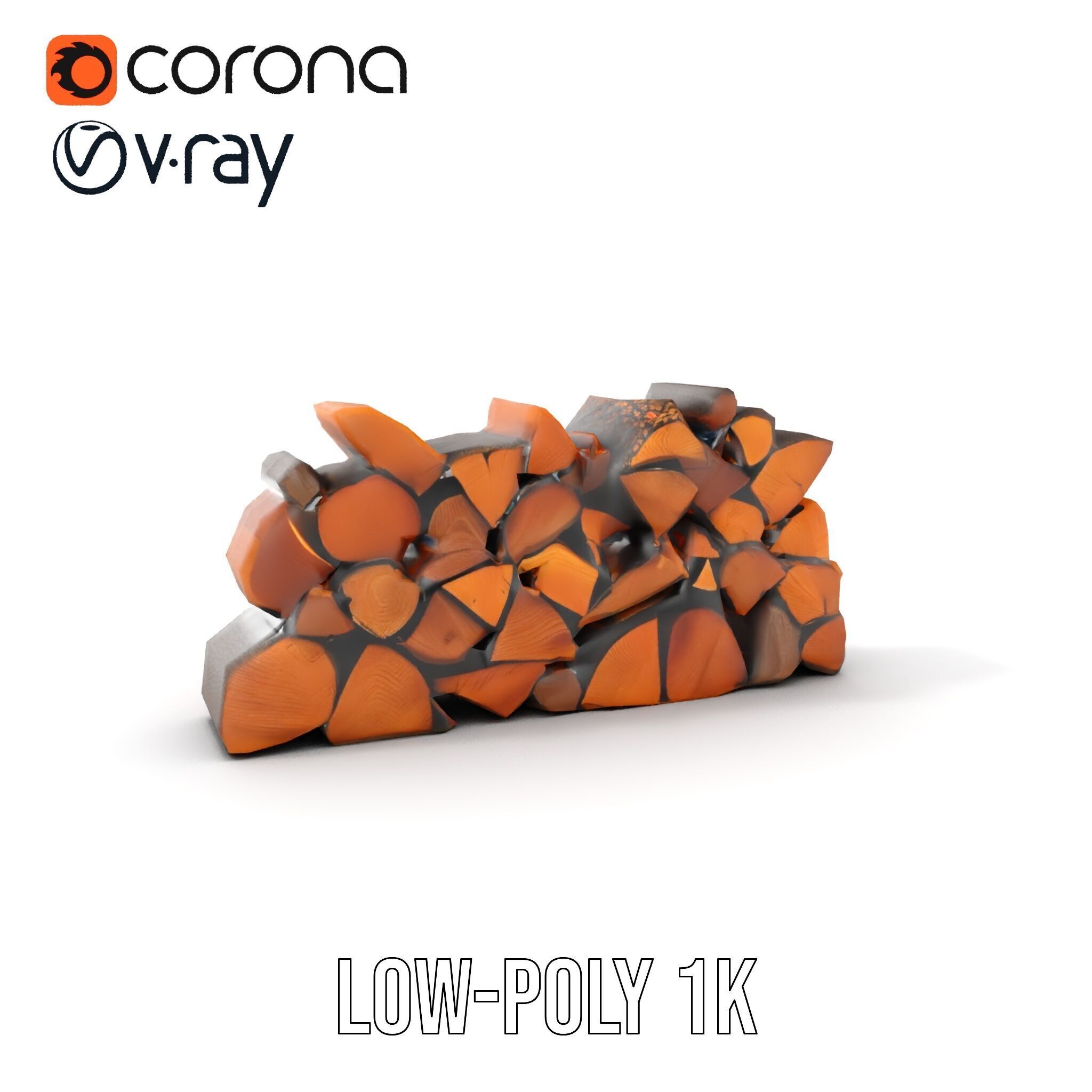 Firewood Stack D Model Pack with Versatile Detail Low-poly 3D model_7