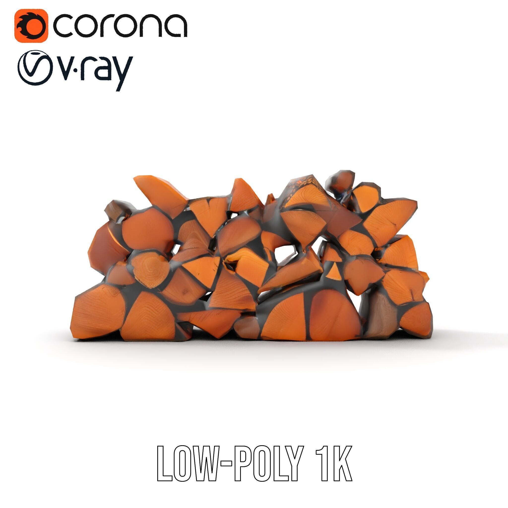 Firewood Stack D Model Pack with Versatile Detail Low-poly 3D model_12