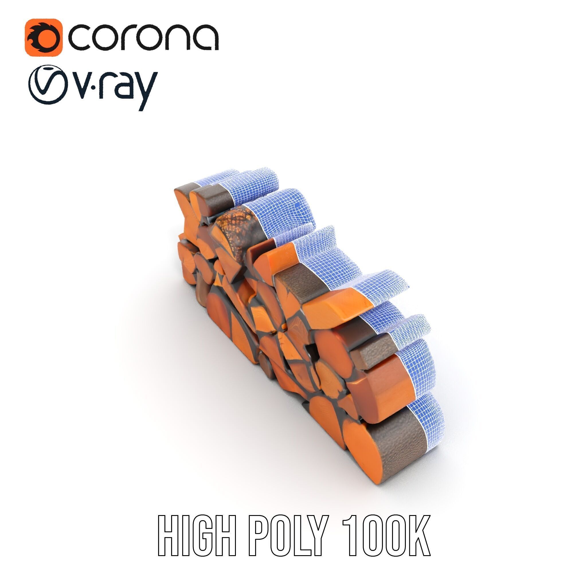 Firewood Stack D Model Pack with Versatile Detail Low-poly 3D model_18