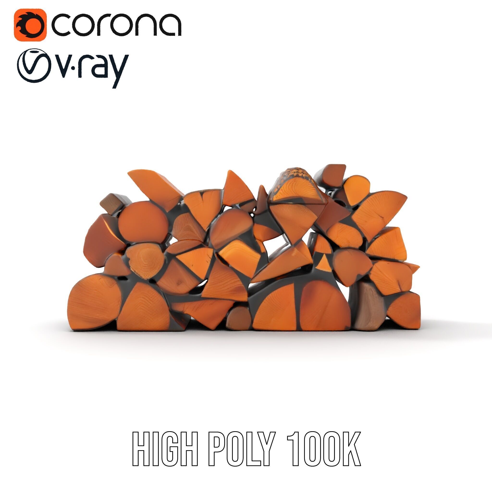 Firewood Stack D Model Pack with Versatile Detail Low-poly 3D model_29