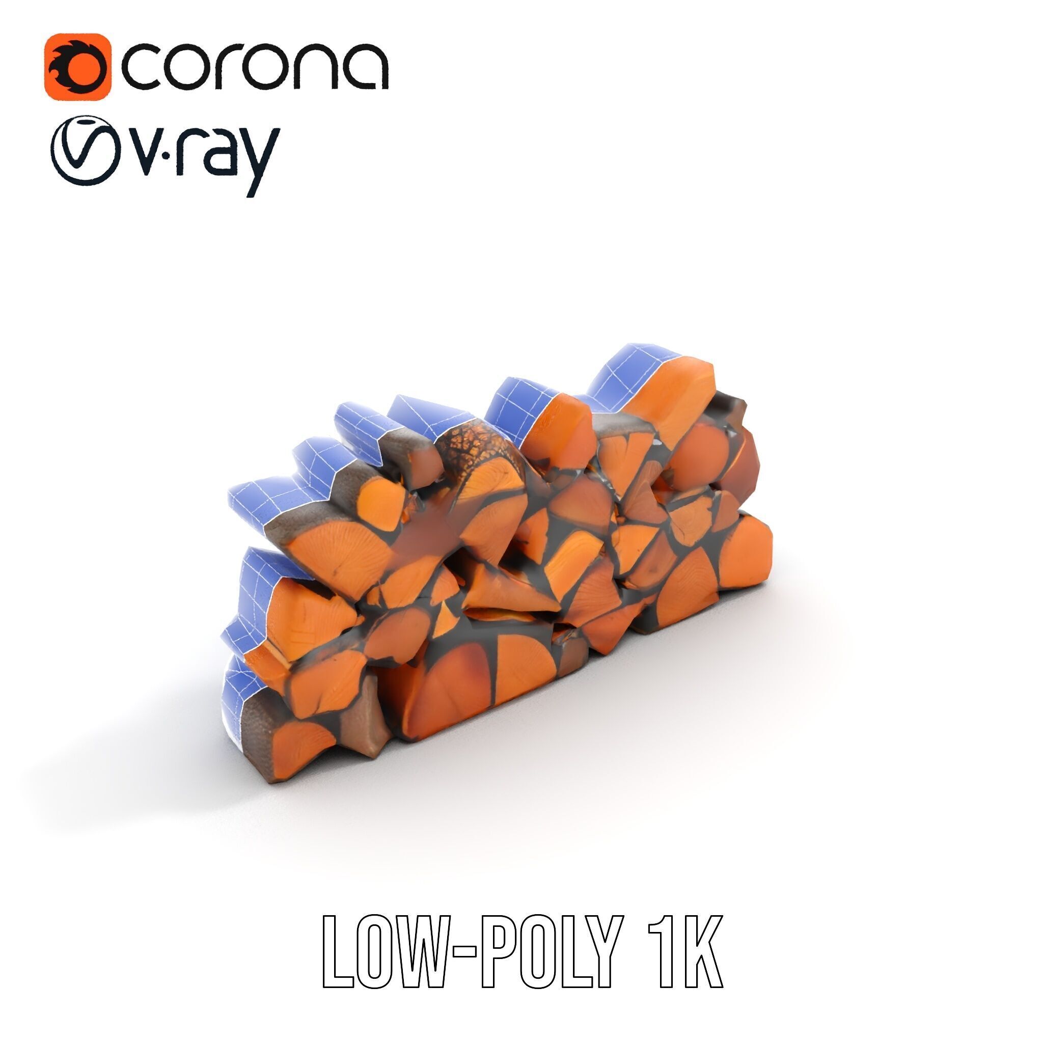 Firewood Stack D Model Pack with Versatile Detail Low-poly 3D model_14