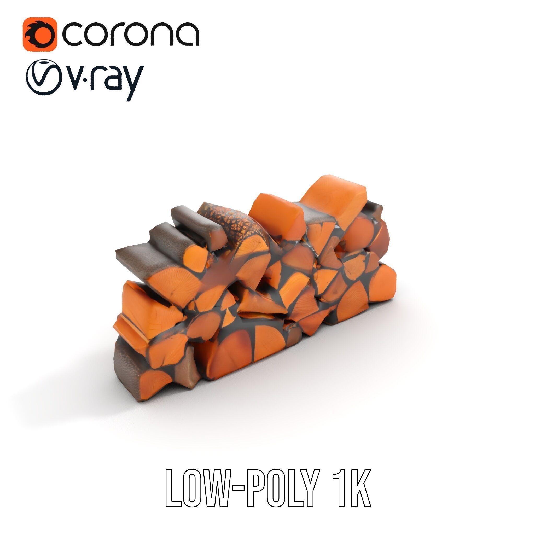 Firewood Stack D Model Pack with Versatile Detail Low-poly 3D model_17