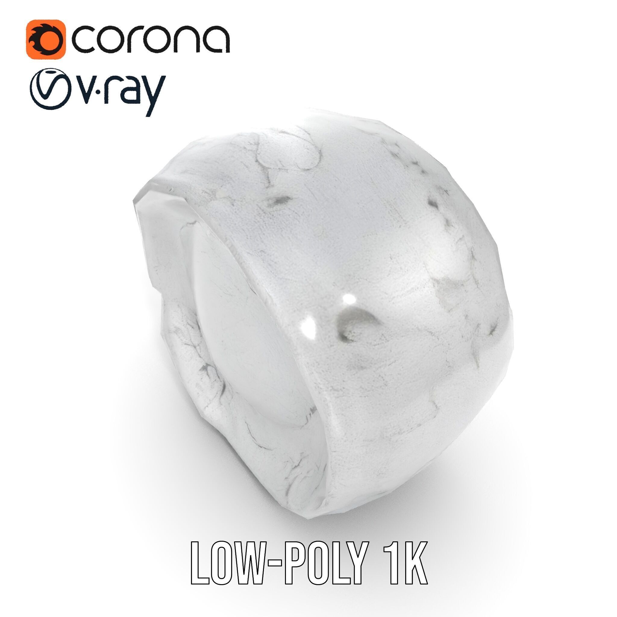 Cracked Stone Bowl Model Pack Low-poly 3D model_9