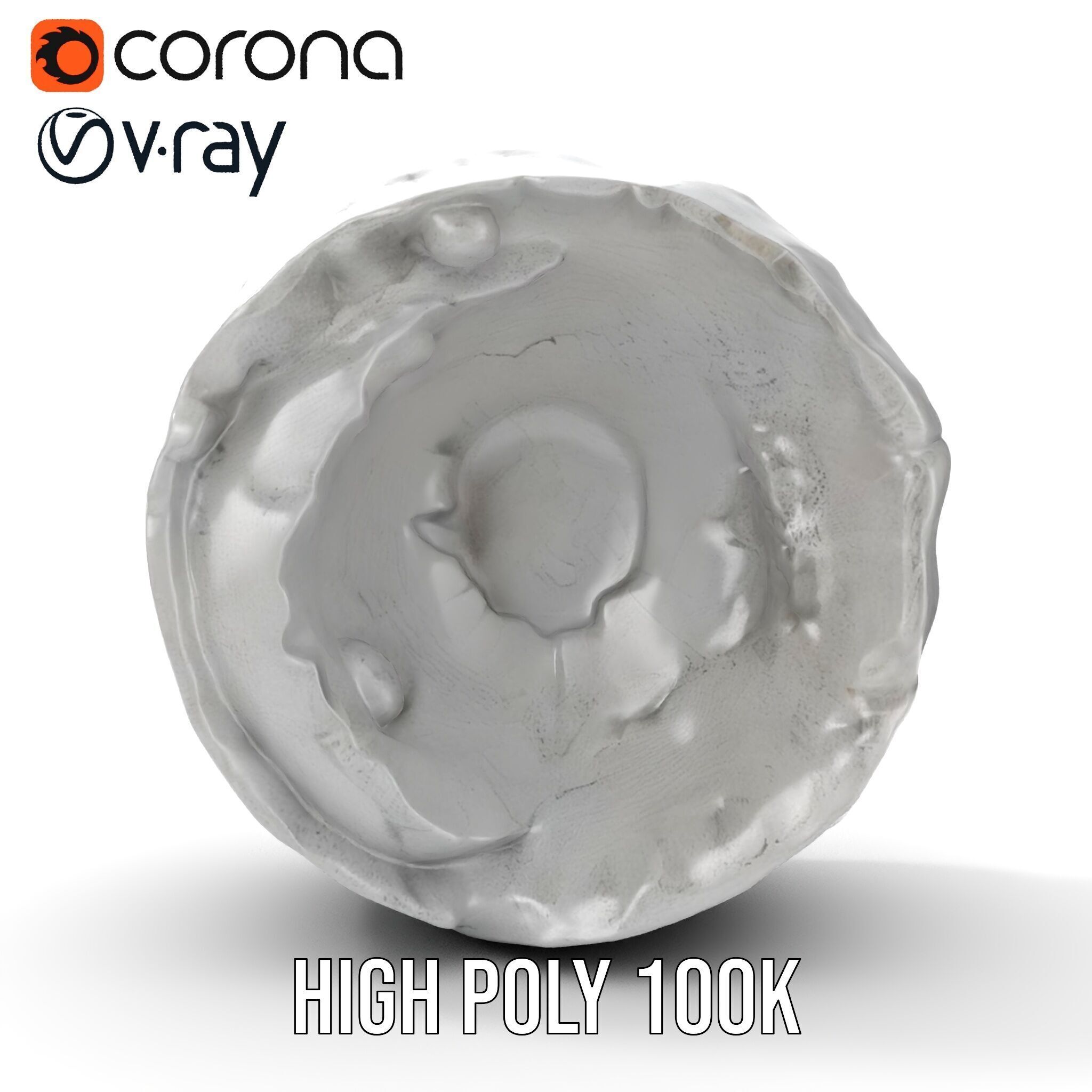 Cracked Stone Bowl Model Pack Low-poly 3D model_13