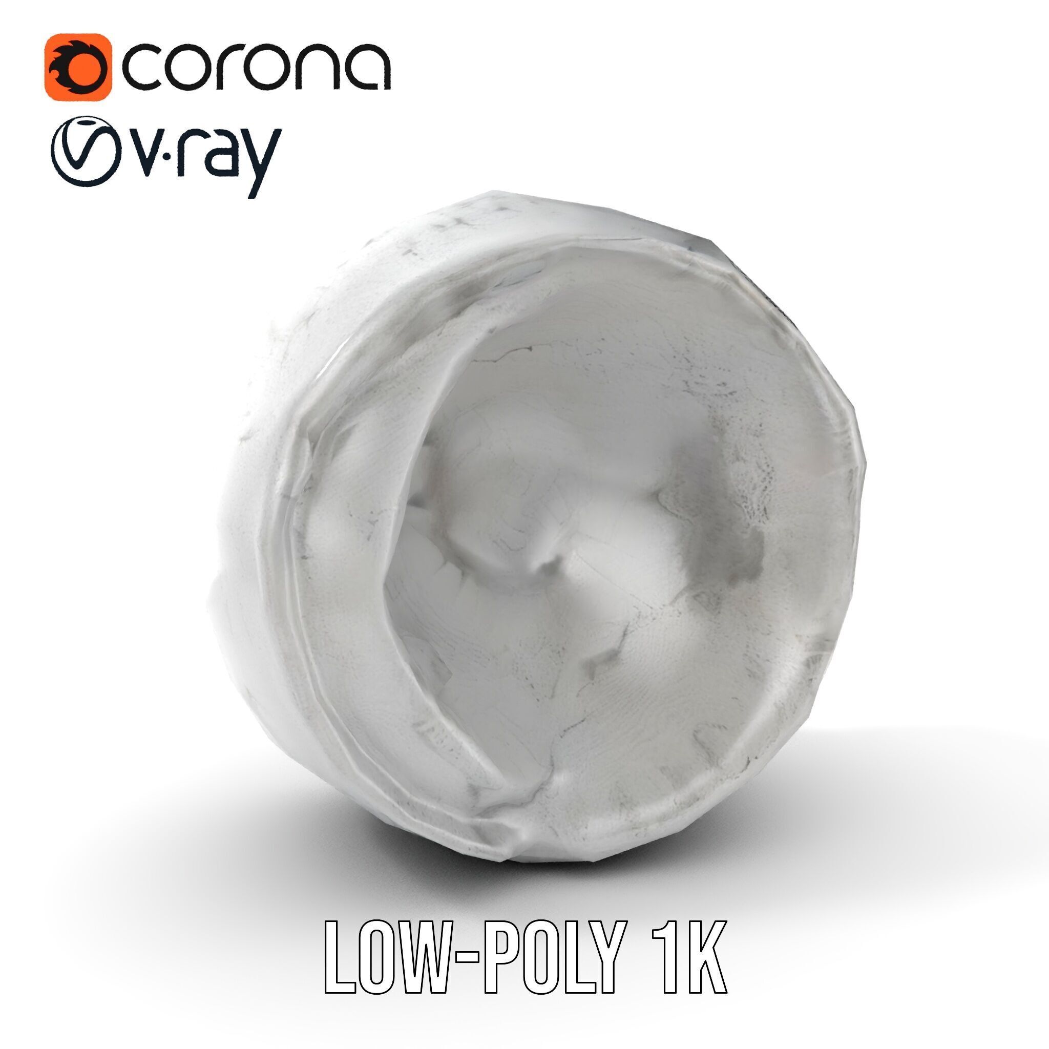 Cracked Stone Bowl Model Pack Low-poly 3D model_7