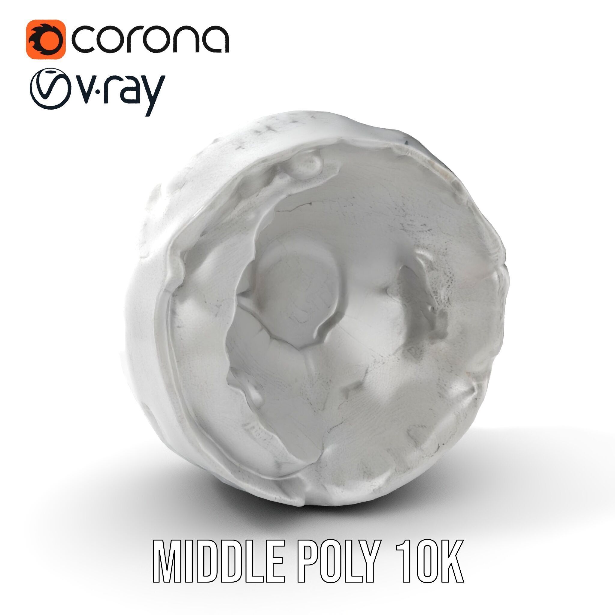 Cracked Stone Bowl Model Pack Low-poly 3D model_6