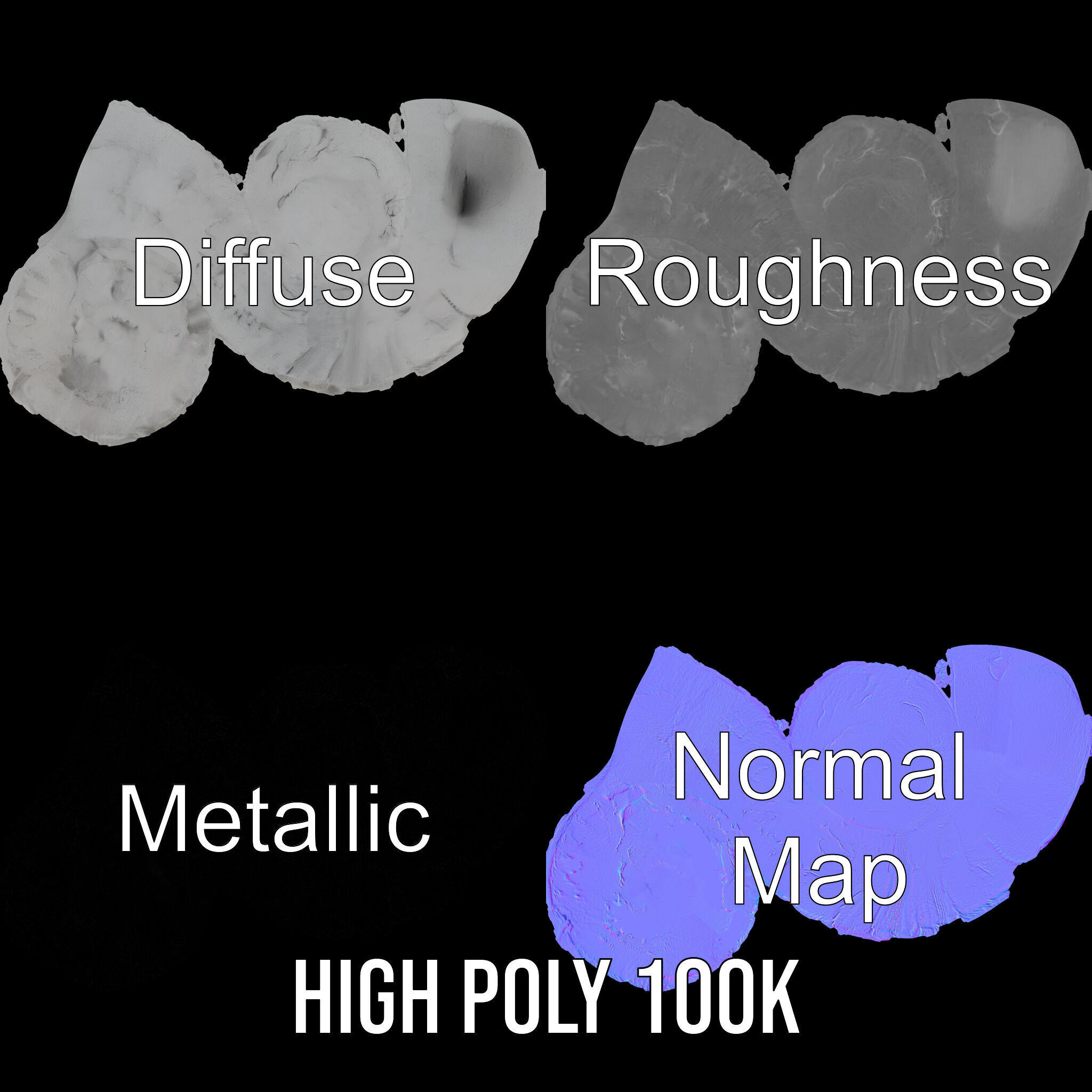 Cracked Stone Bowl Model Pack Low-poly 3D model_3