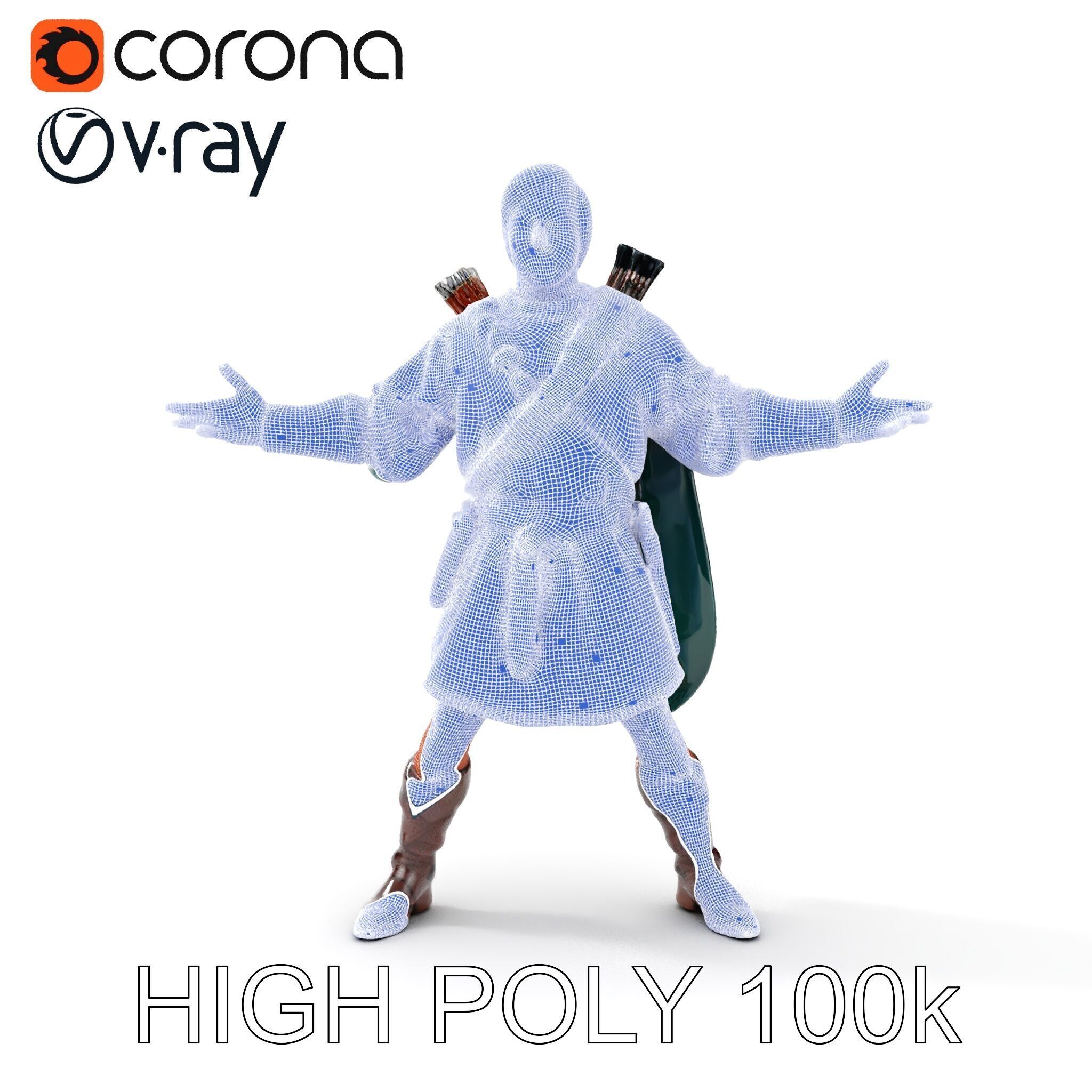 Forest Archer Hero Rigged and Animated D Character Model Low-poly 3D model_32
