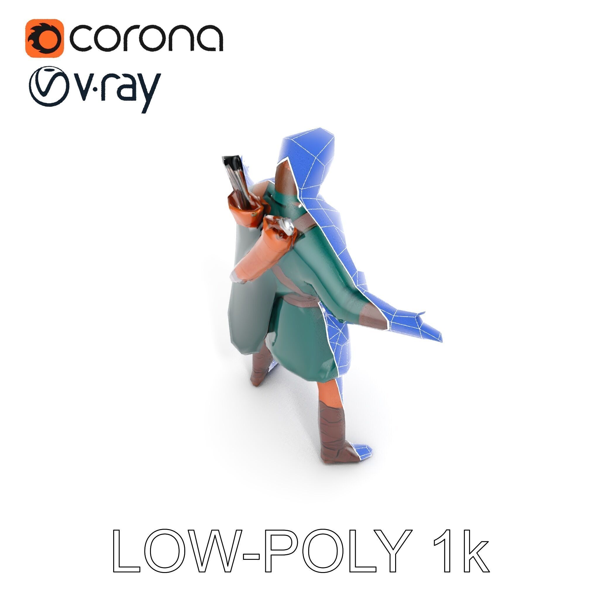 Forest Archer Hero Rigged and Animated D Character Model Low-poly 3D model_31