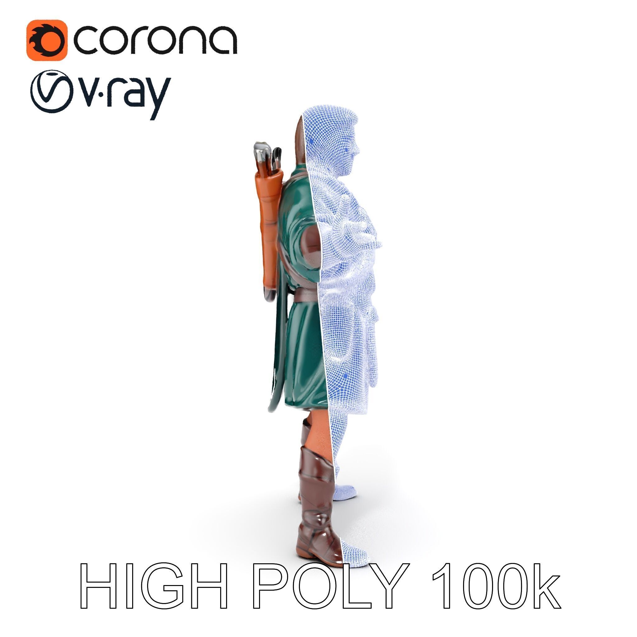 Forest Archer Hero Rigged and Animated D Character Model Low-poly 3D model_35