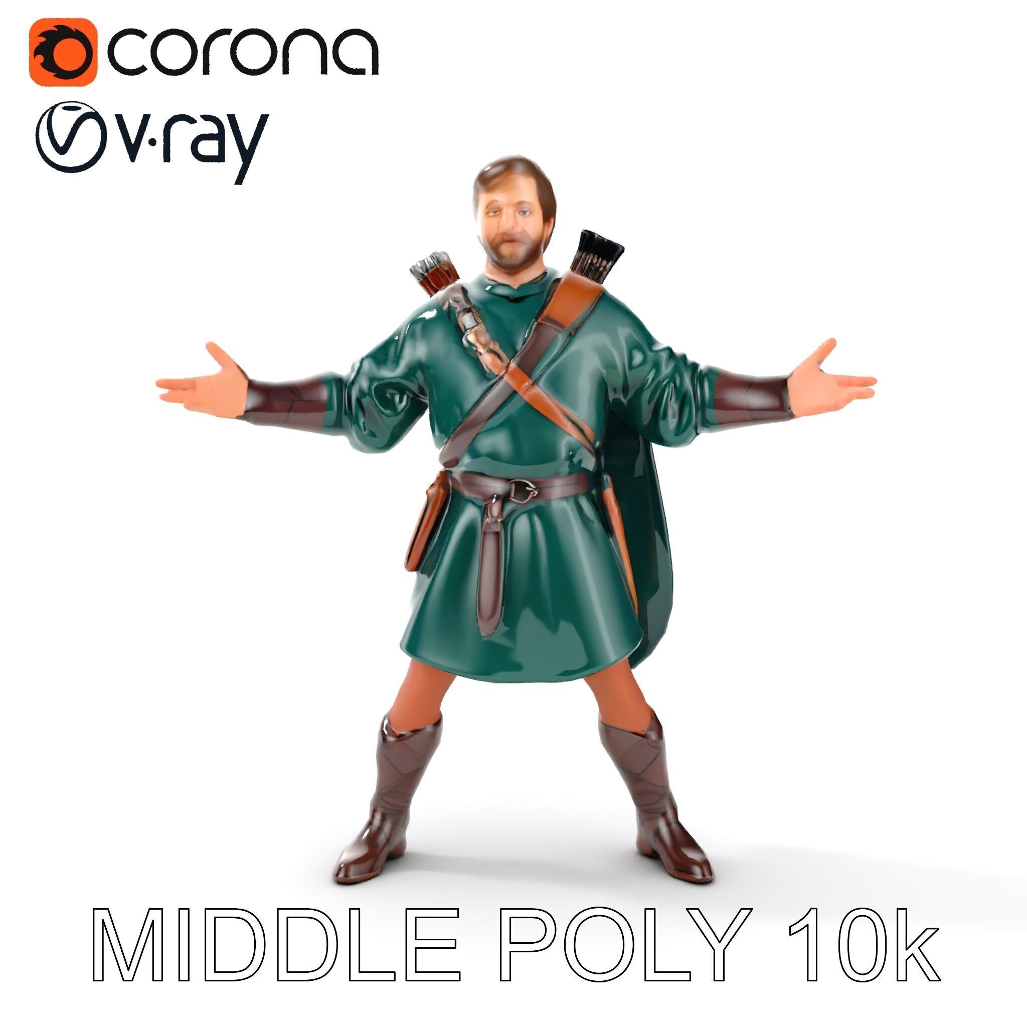 Forest Archer Hero Rigged and Animated D Character Model Low-poly 3D model_16