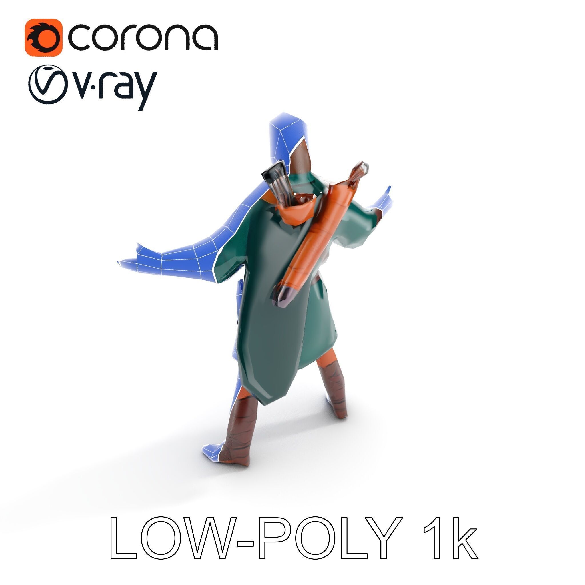 Forest Archer Hero Rigged and Animated D Character Model Low-poly 3D model_20