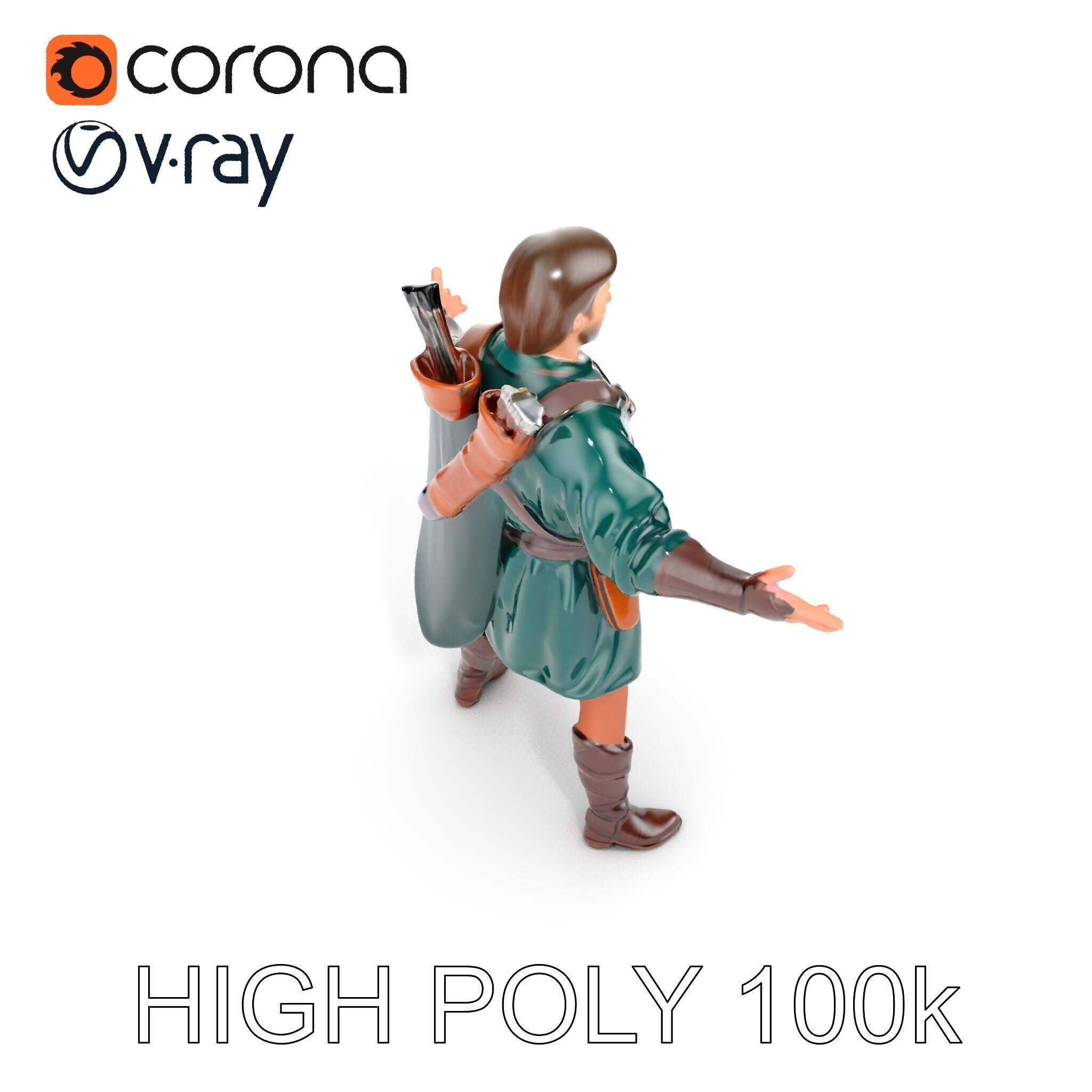 Forest Archer Hero Rigged and Animated D Character Model Low-poly 3D model_24