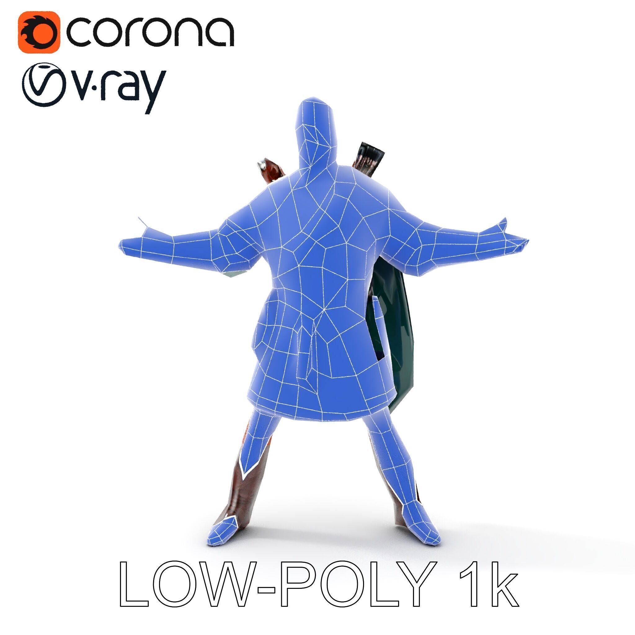 Forest Archer Hero Rigged and Animated D Character Model Low-poly 3D model_28