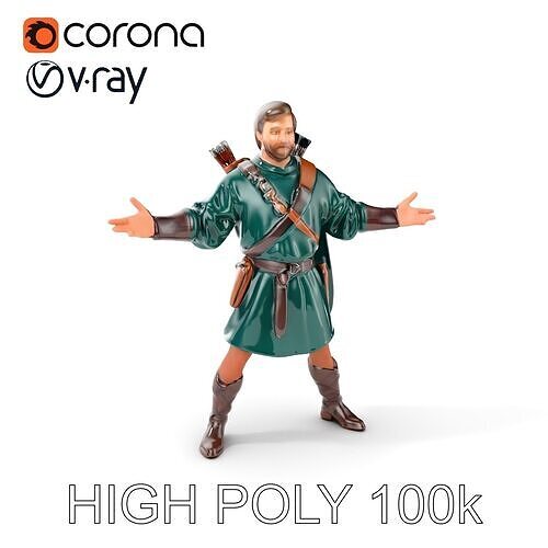 Forest Archer Hero Rigged and Animated D Character Model Low-poly 3D model
