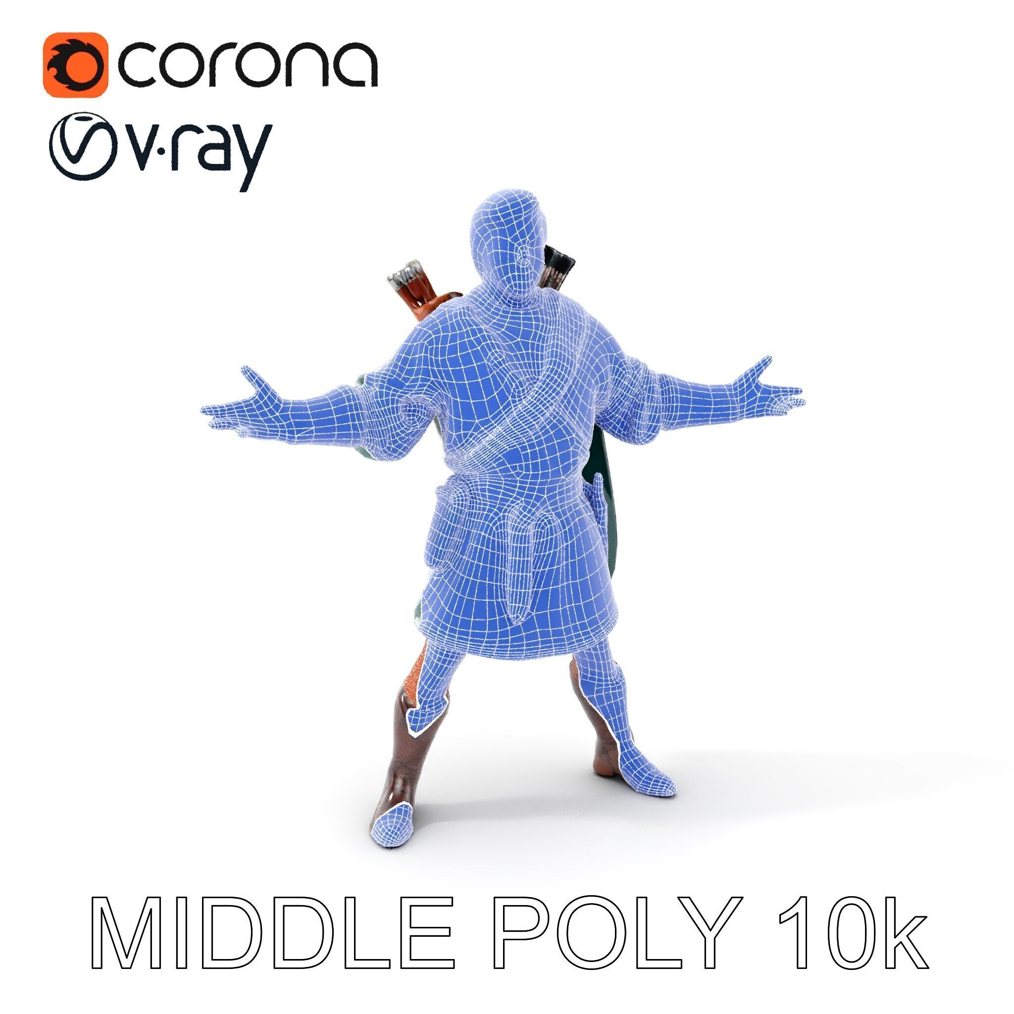 Forest Archer Hero Rigged and Animated D Character Model Low-poly 3D model_25