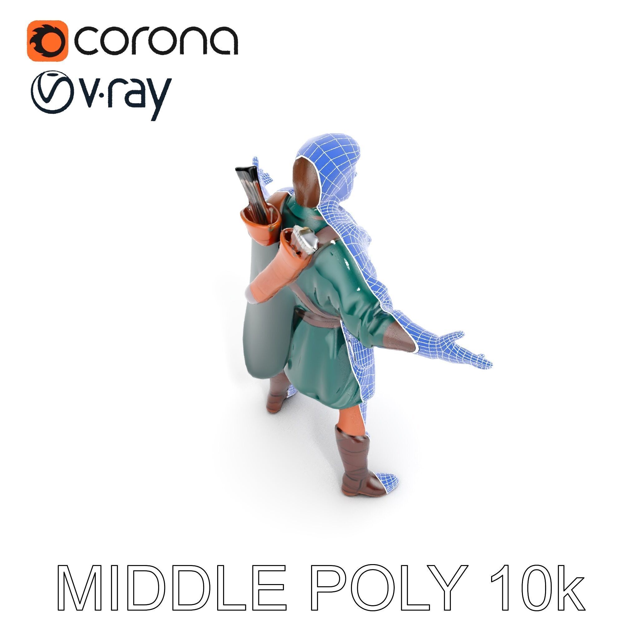 Forest Archer Hero Rigged and Animated D Character Model Low-poly 3D model_27