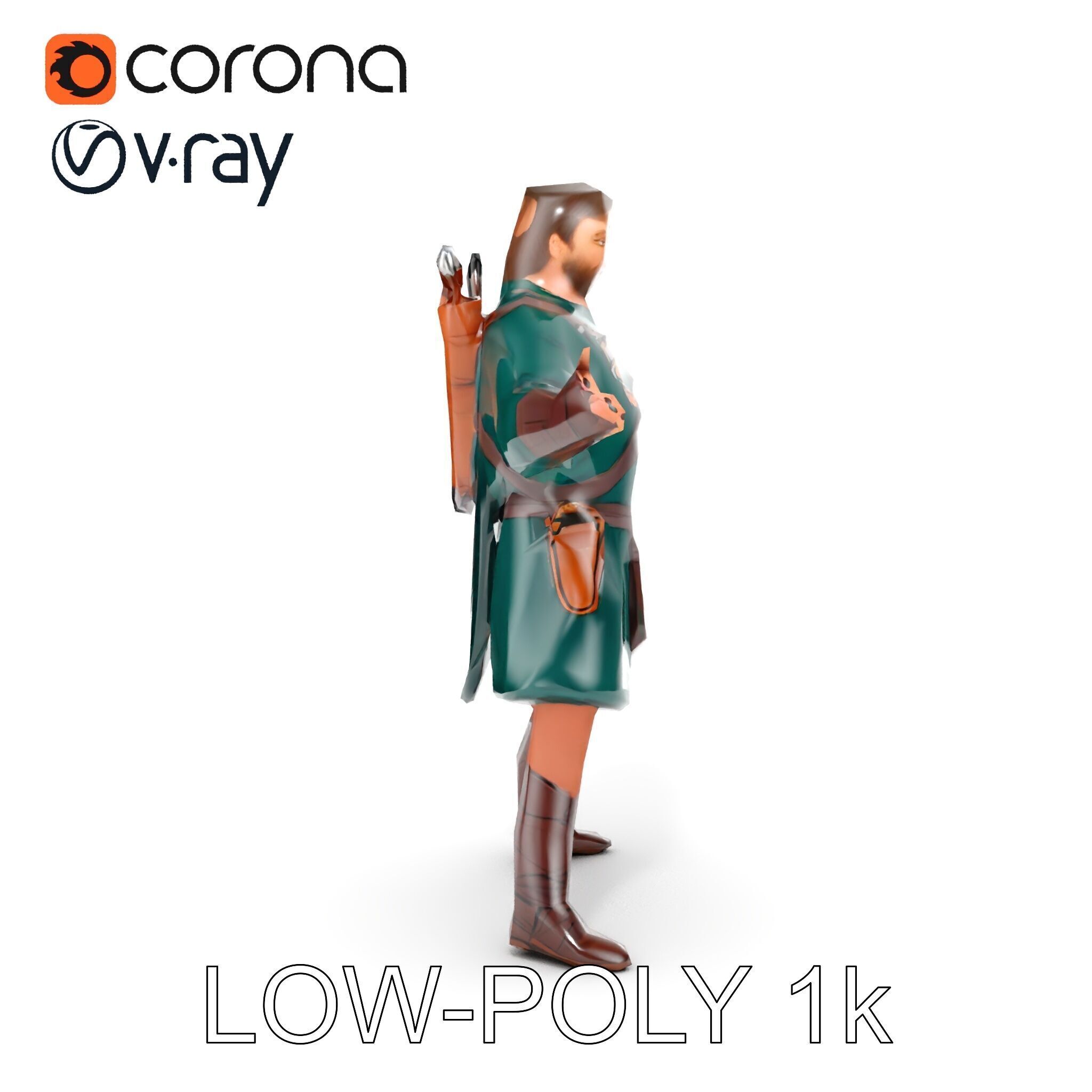 Forest Archer Hero Rigged and Animated D Character Model Low-poly 3D model_23
