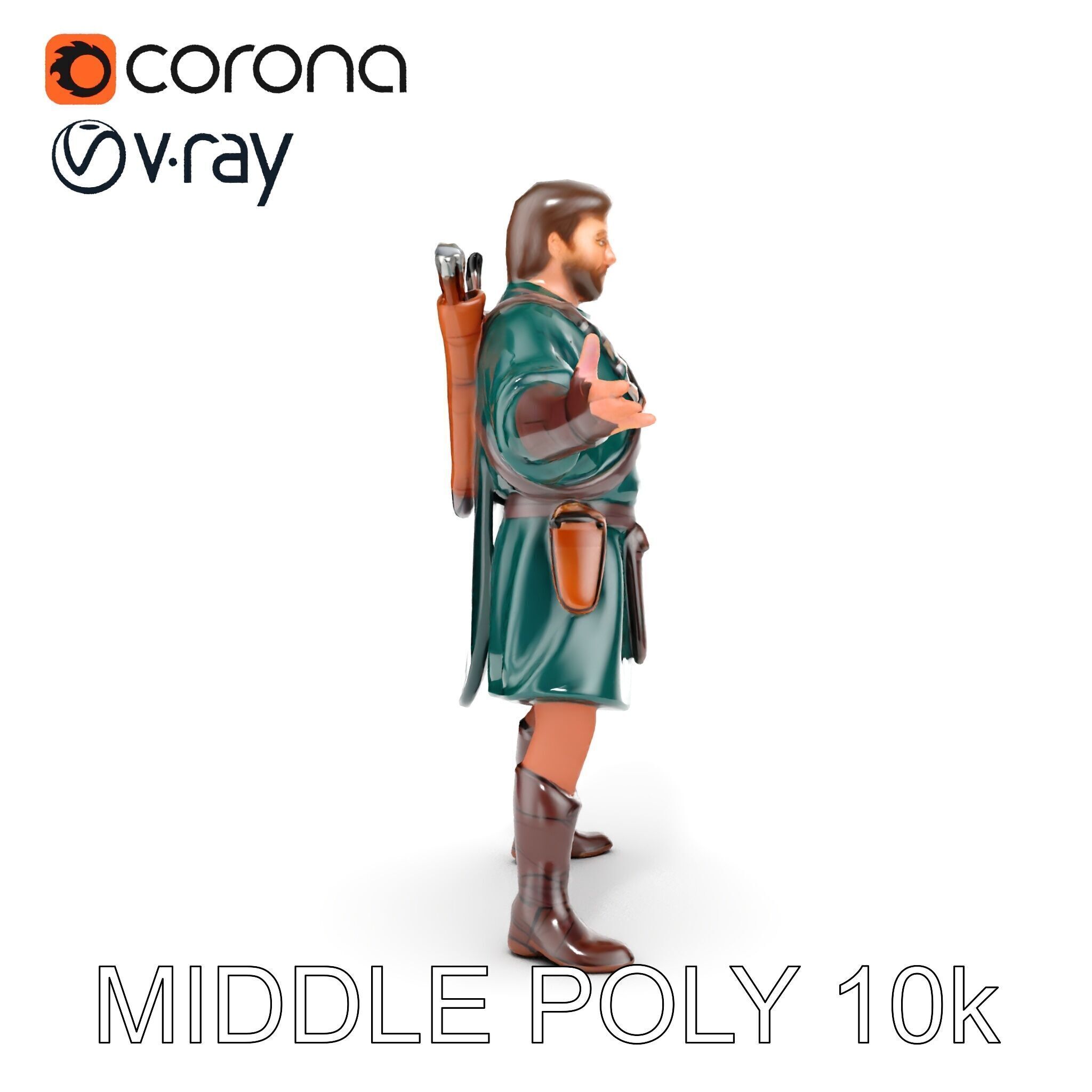 Forest Archer Hero Rigged and Animated D Character Model Low-poly 3D model_10