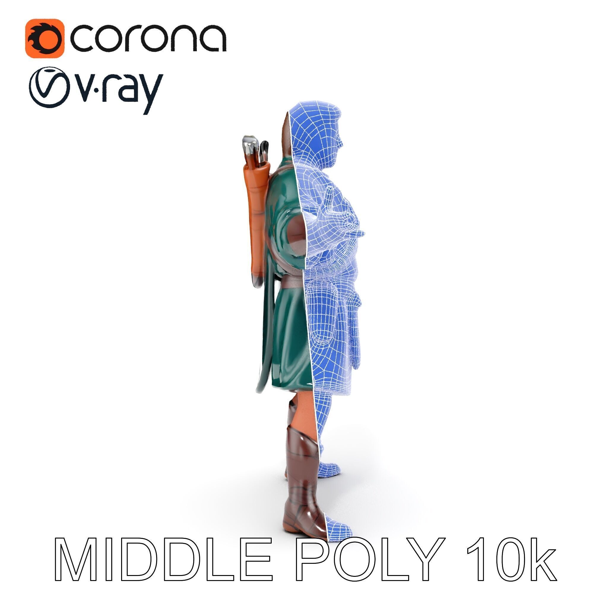 Forest Archer Hero Rigged and Animated D Character Model Low-poly 3D model_33