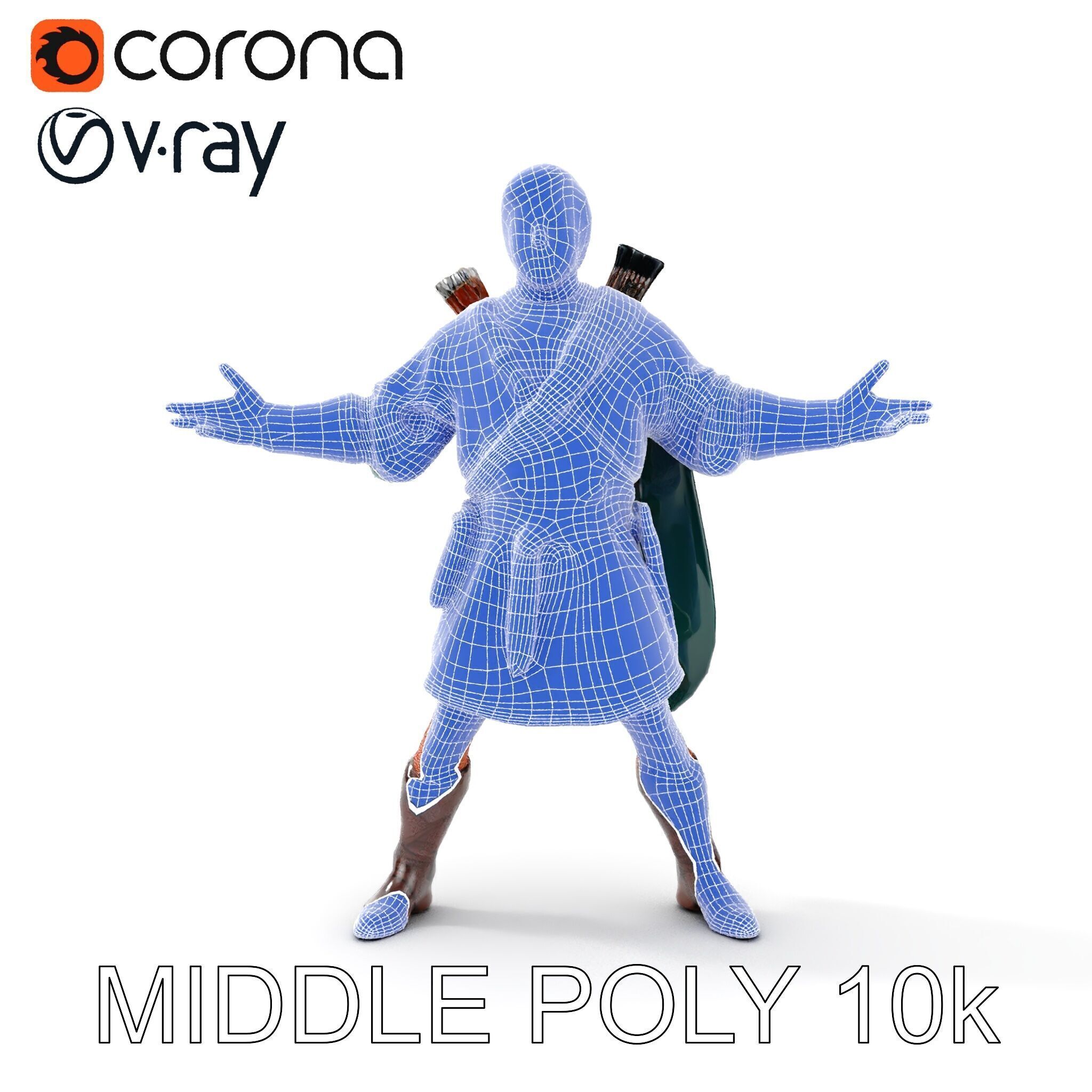 Forest Archer Hero Rigged and Animated D Character Model Low-poly 3D model_36