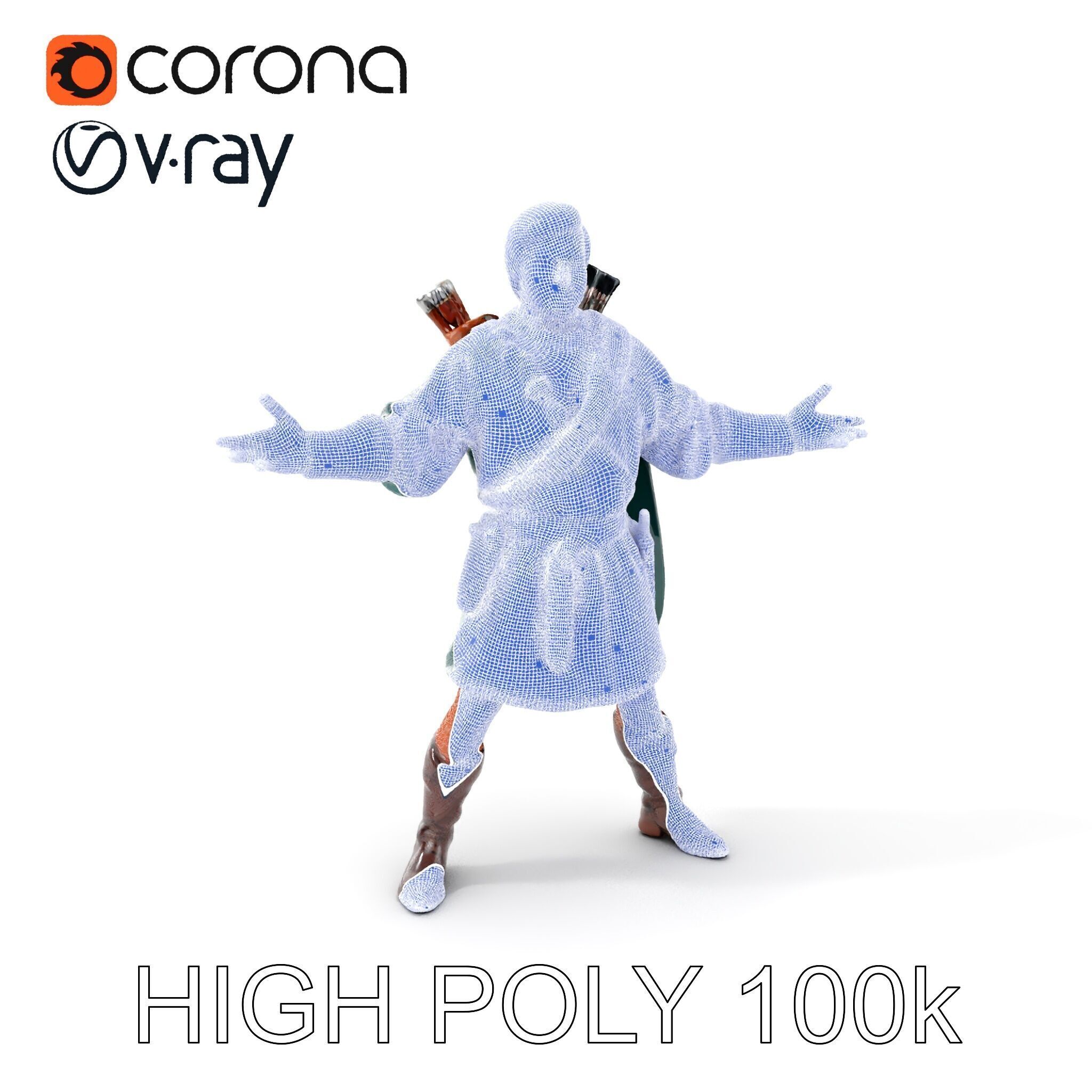 Forest Archer Hero Rigged and Animated D Character Model Low-poly 3D model_4