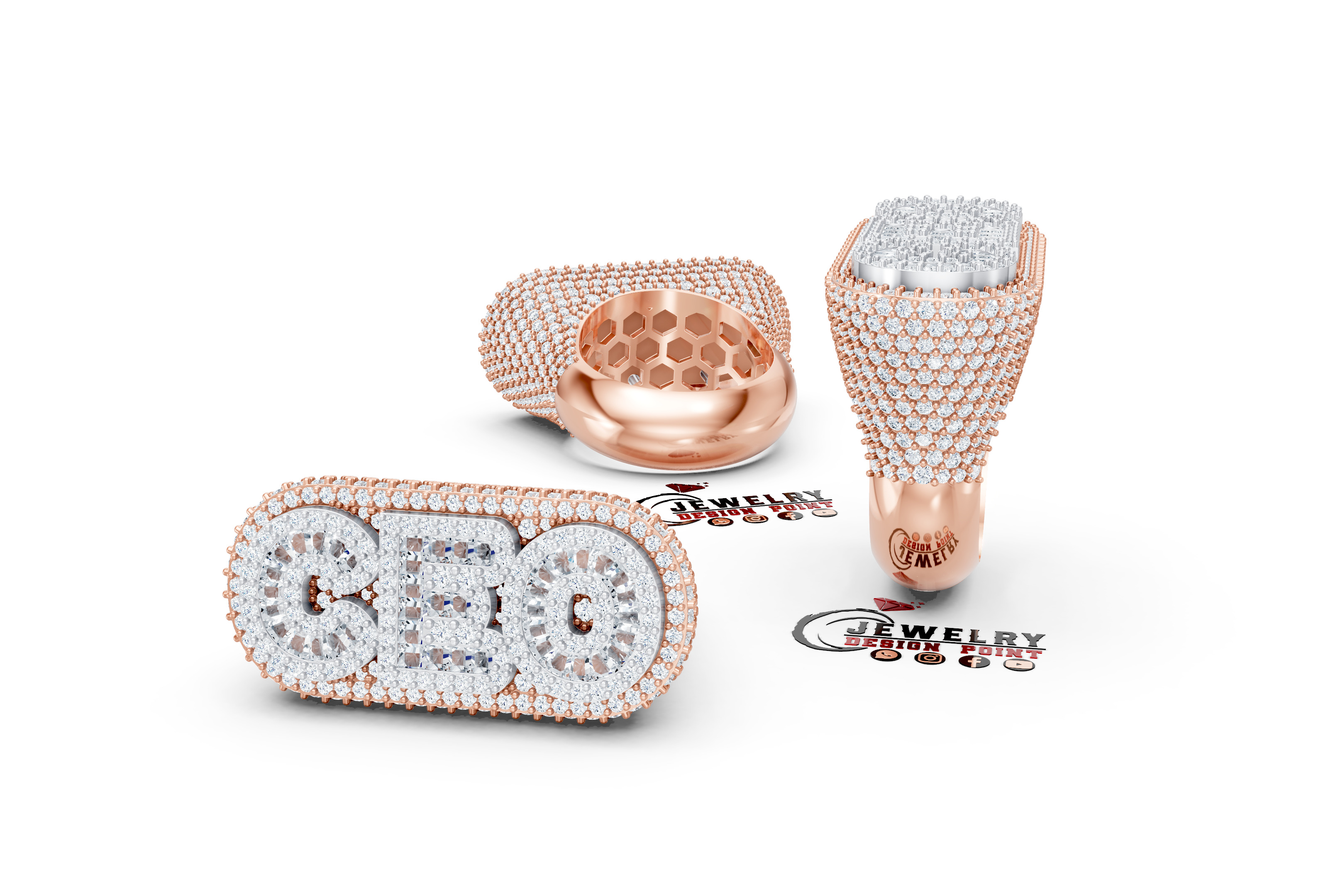 Custom CEO Double Layer Diamond Ring - BOSS Ring 3D print model_2