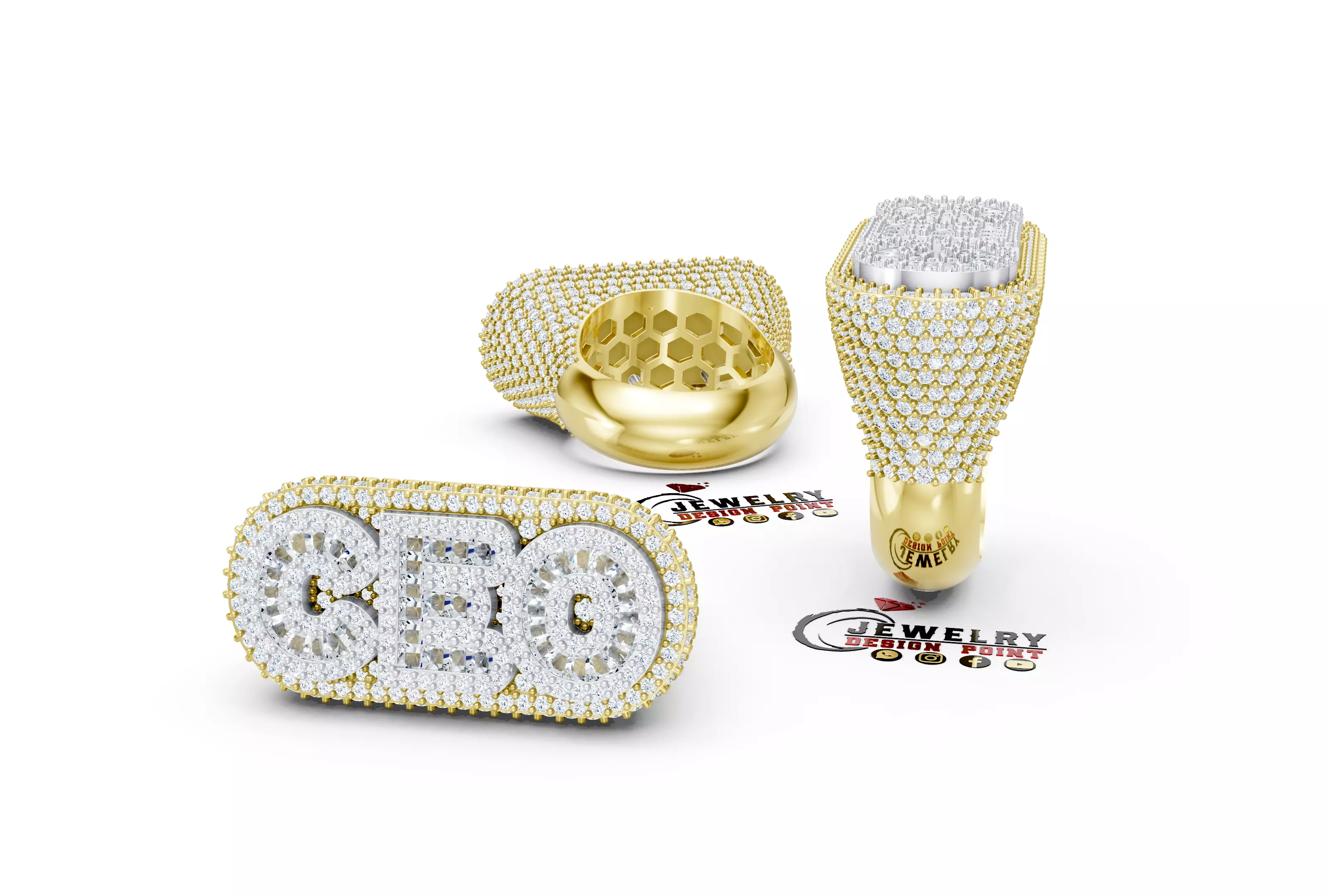 Custom CEO Double Layer Diamond Ring - BOSS Ring 3D print model_0