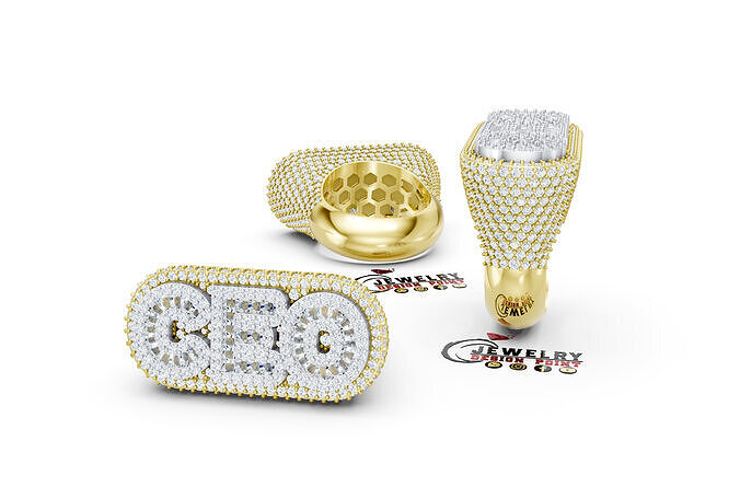 Custom CEO Double Layer Diamond Ring - BOSS Ring 3D print model