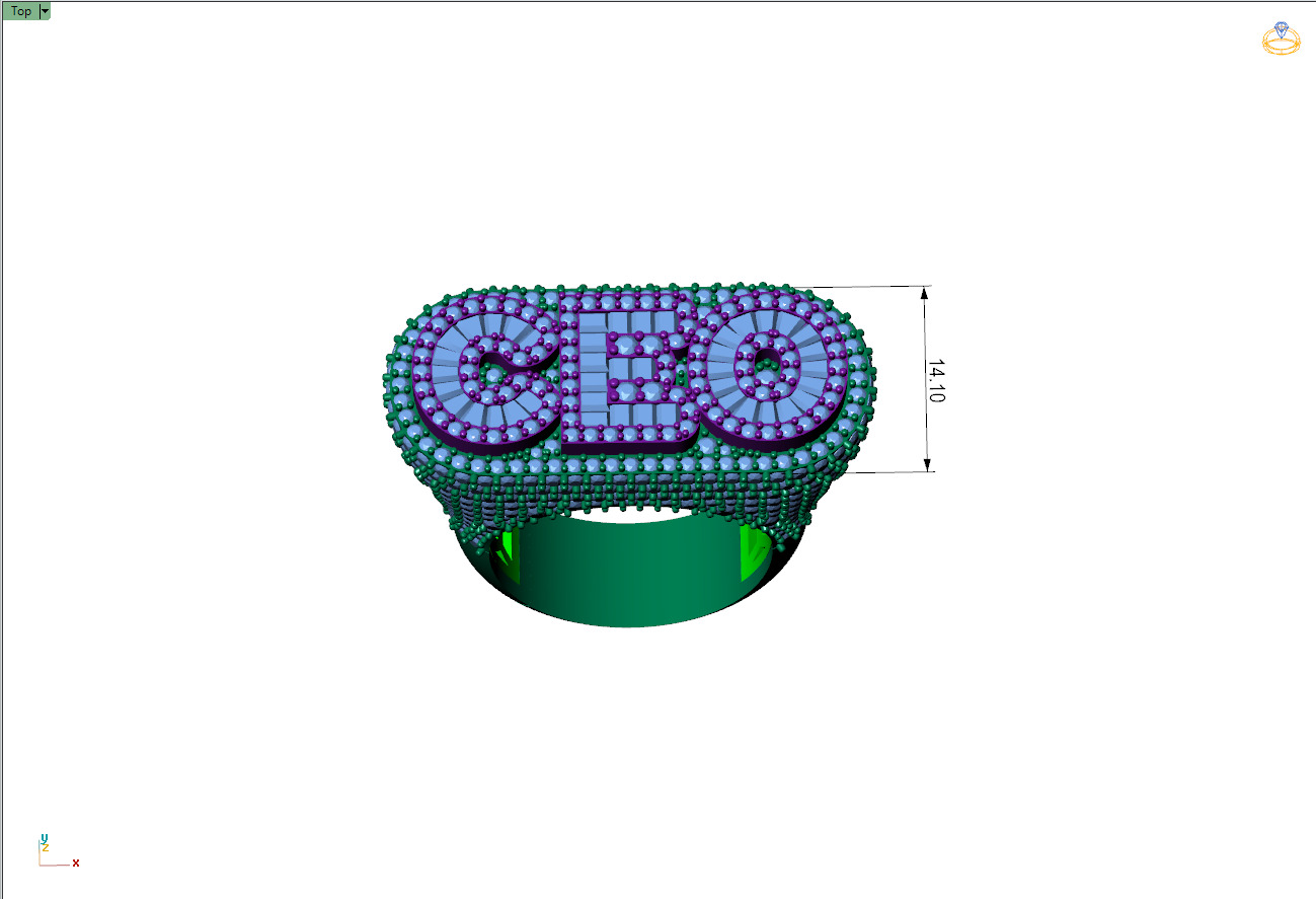 Custom CEO Double Layer Diamond Ring - BOSS Ring 3D print model_4