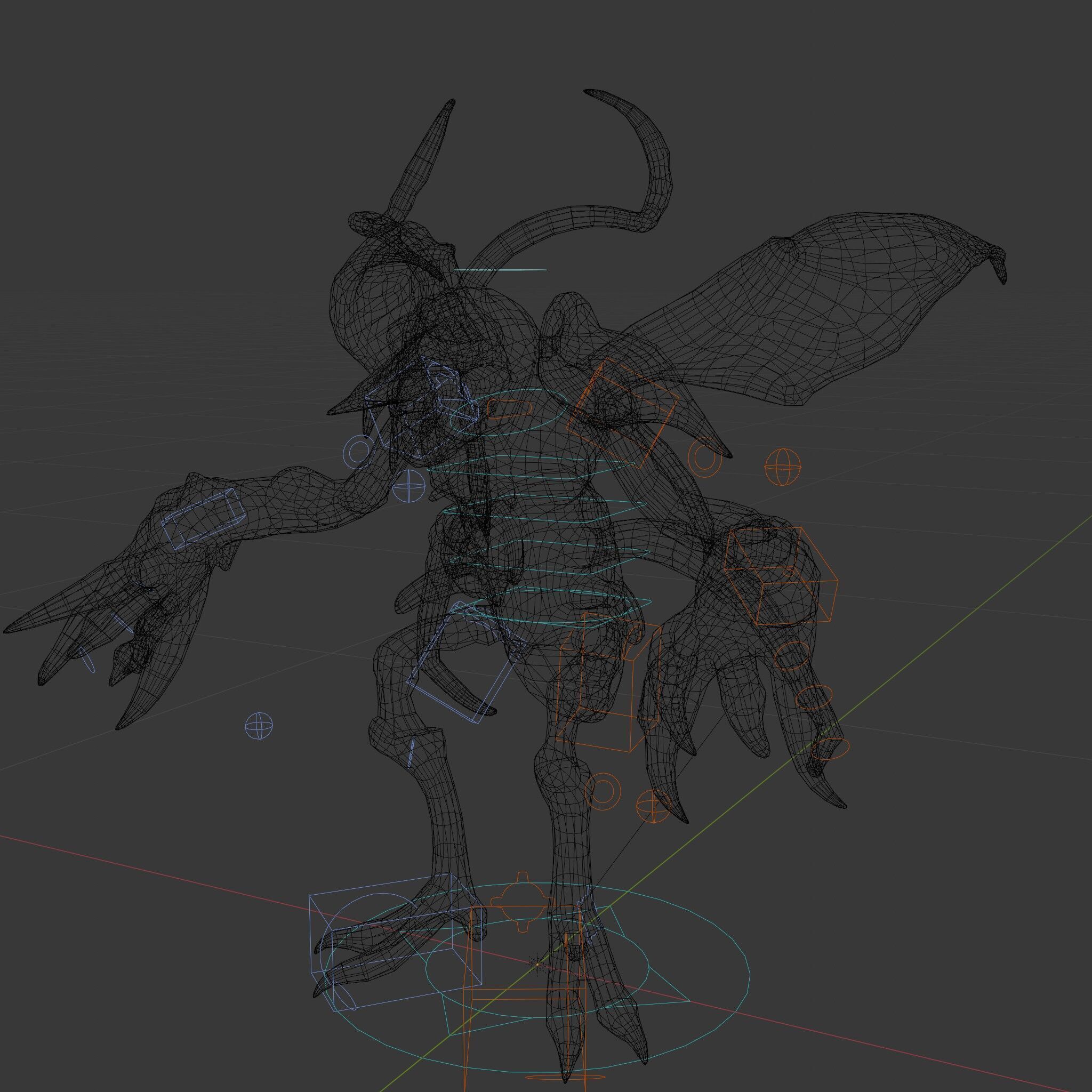 Alien Insectoid Warrior Rigged and Animated Character Model Low-poly 3D model_8