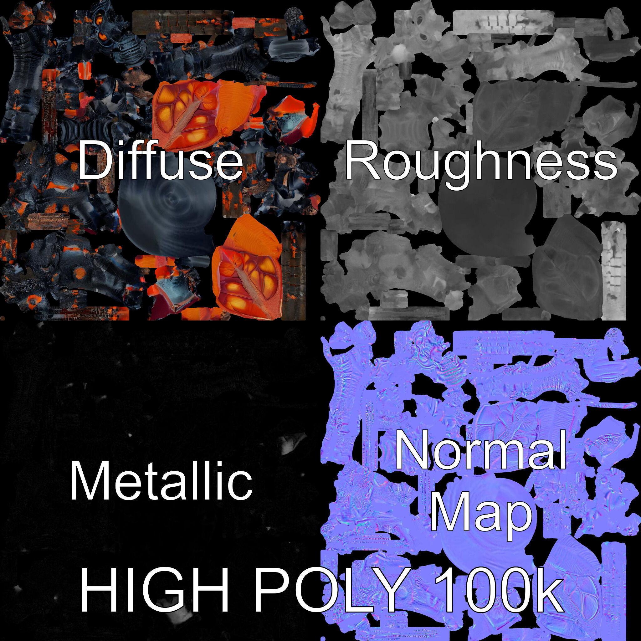 Alien Insectoid Warrior Rigged and Animated Character Model Low-poly 3D model_3