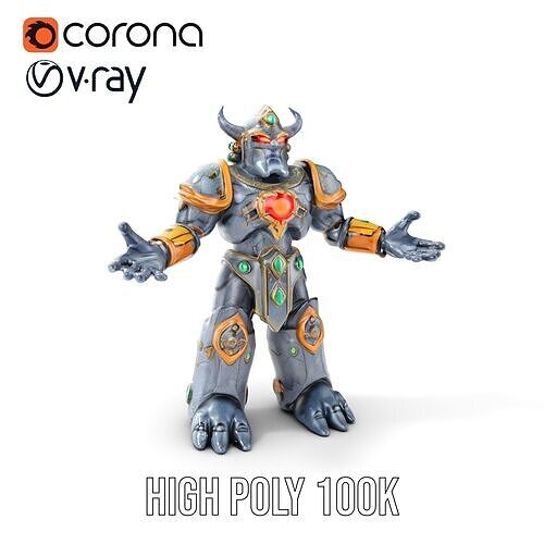 Orc Warrior Rigged and Animated D Character Model Low-poly 3D model