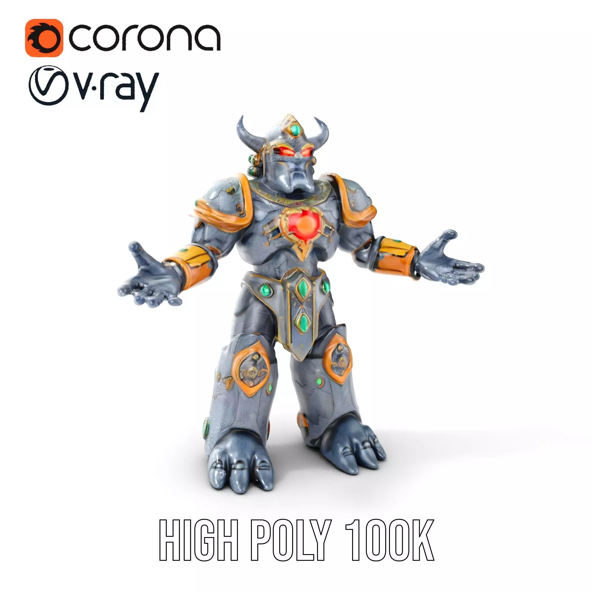 Orc Warrior Rigged and Animated D Character Model Low-poly 3D model_0