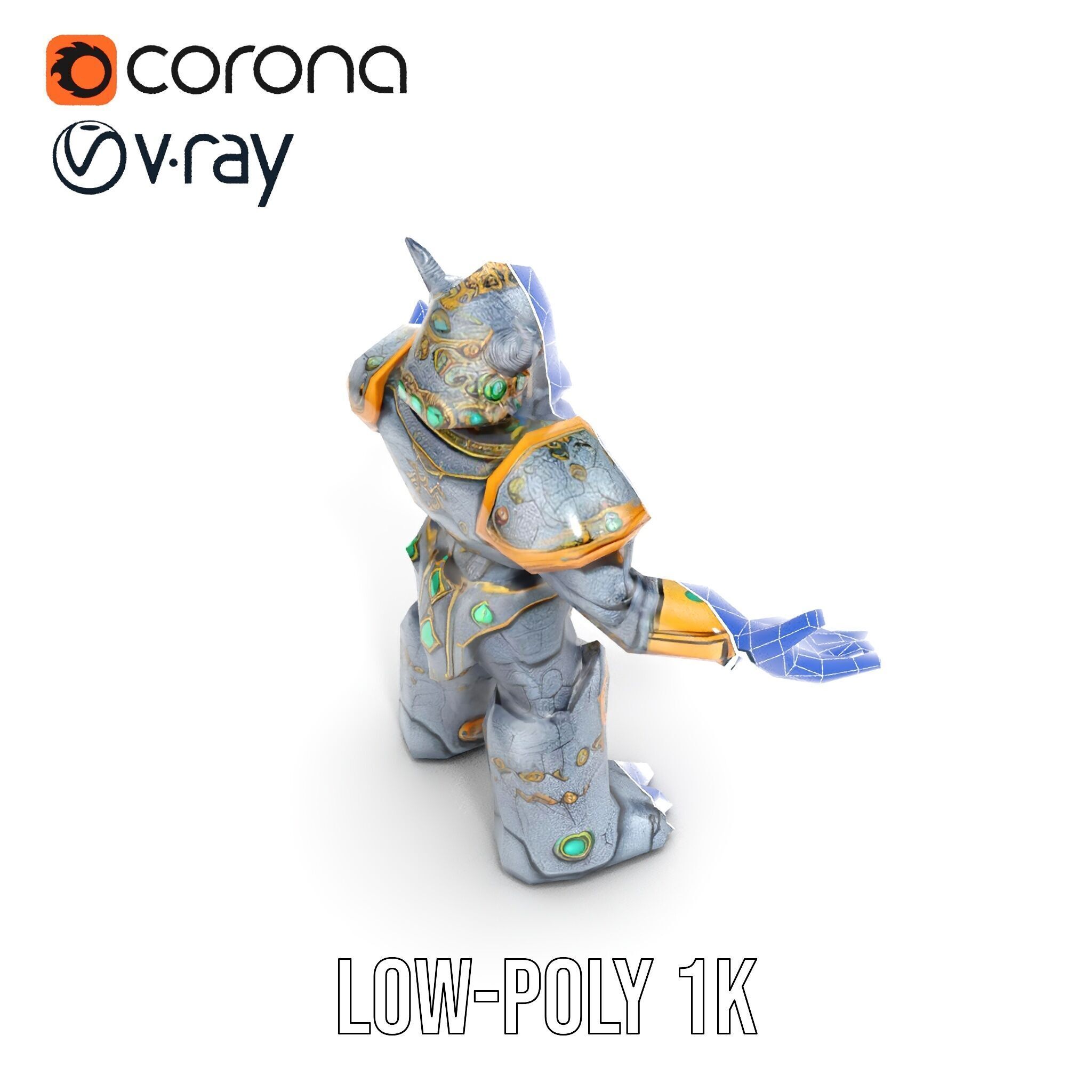 Orc Warrior Rigged and Animated D Character Model Low-poly 3D model_25