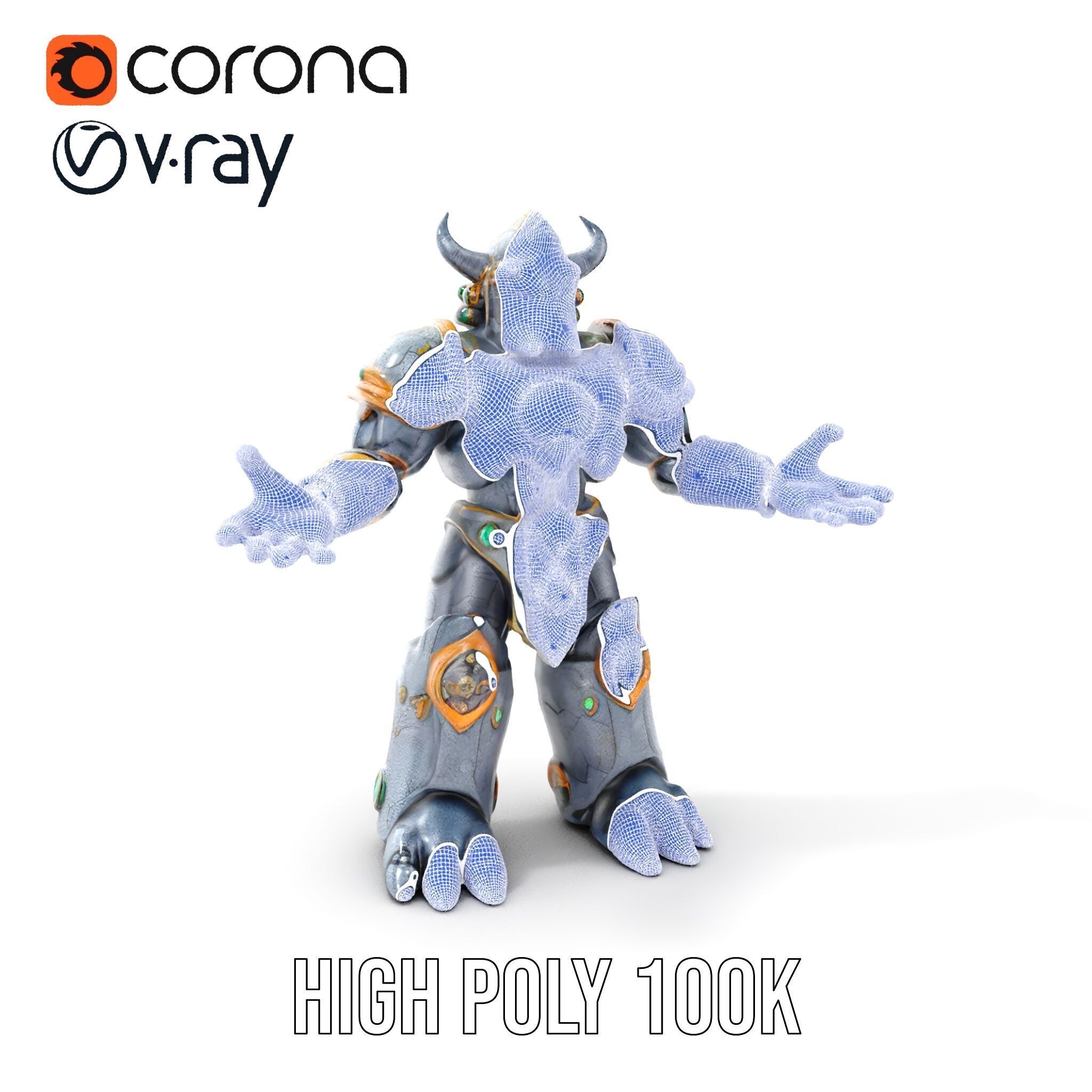 Orc Warrior Rigged and Animated D Character Model Low-poly 3D model_4